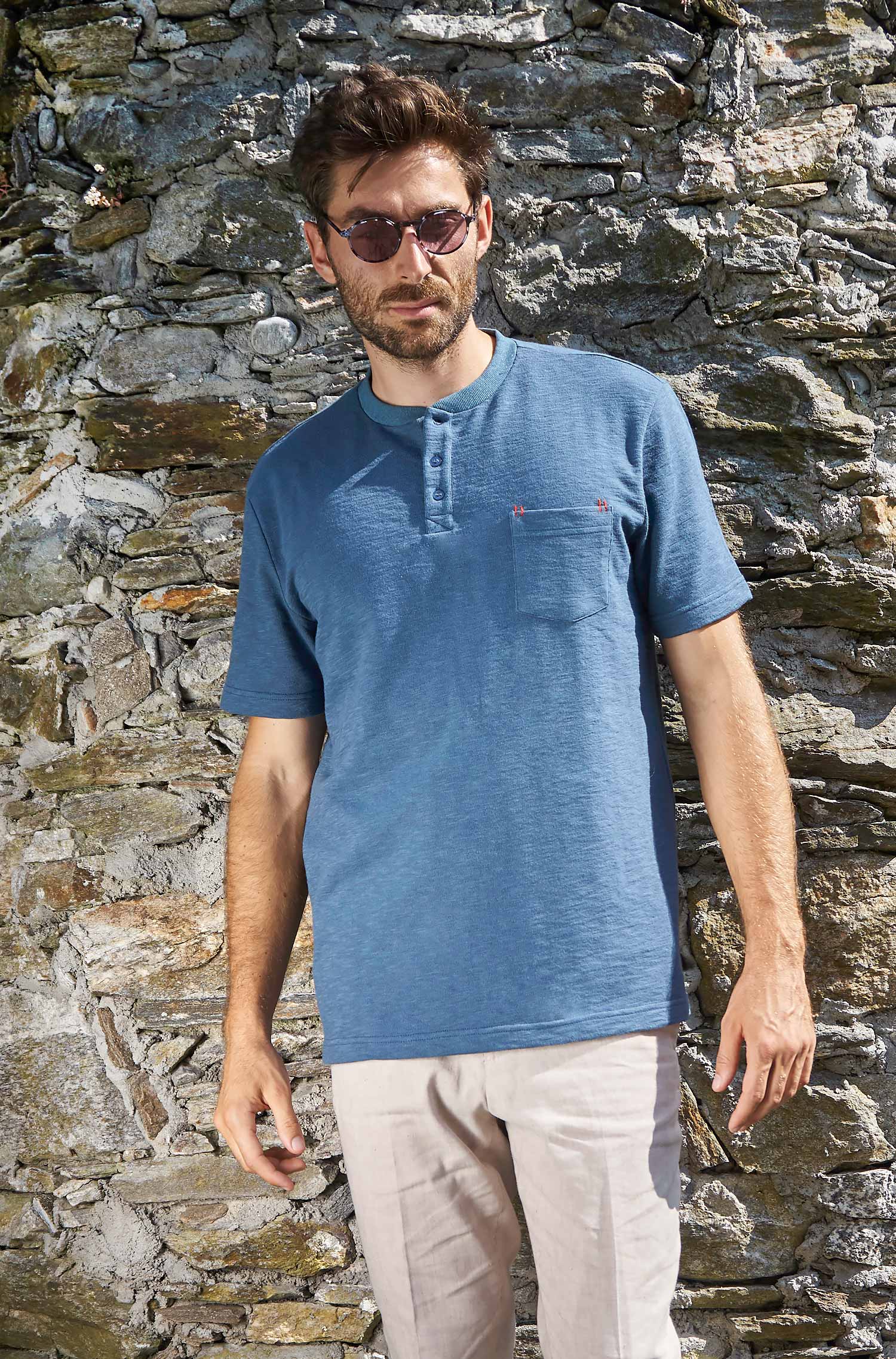 T-Shirt JAHLEEL aus Royal Alpaka-Baumwoll-Mix-orion blau