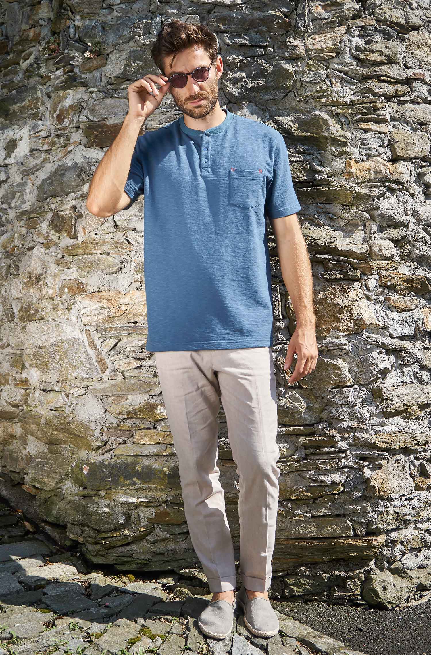 T-Shirt JAHLEEL aus Royal Alpaka-Baumwoll-Mix-orion blau