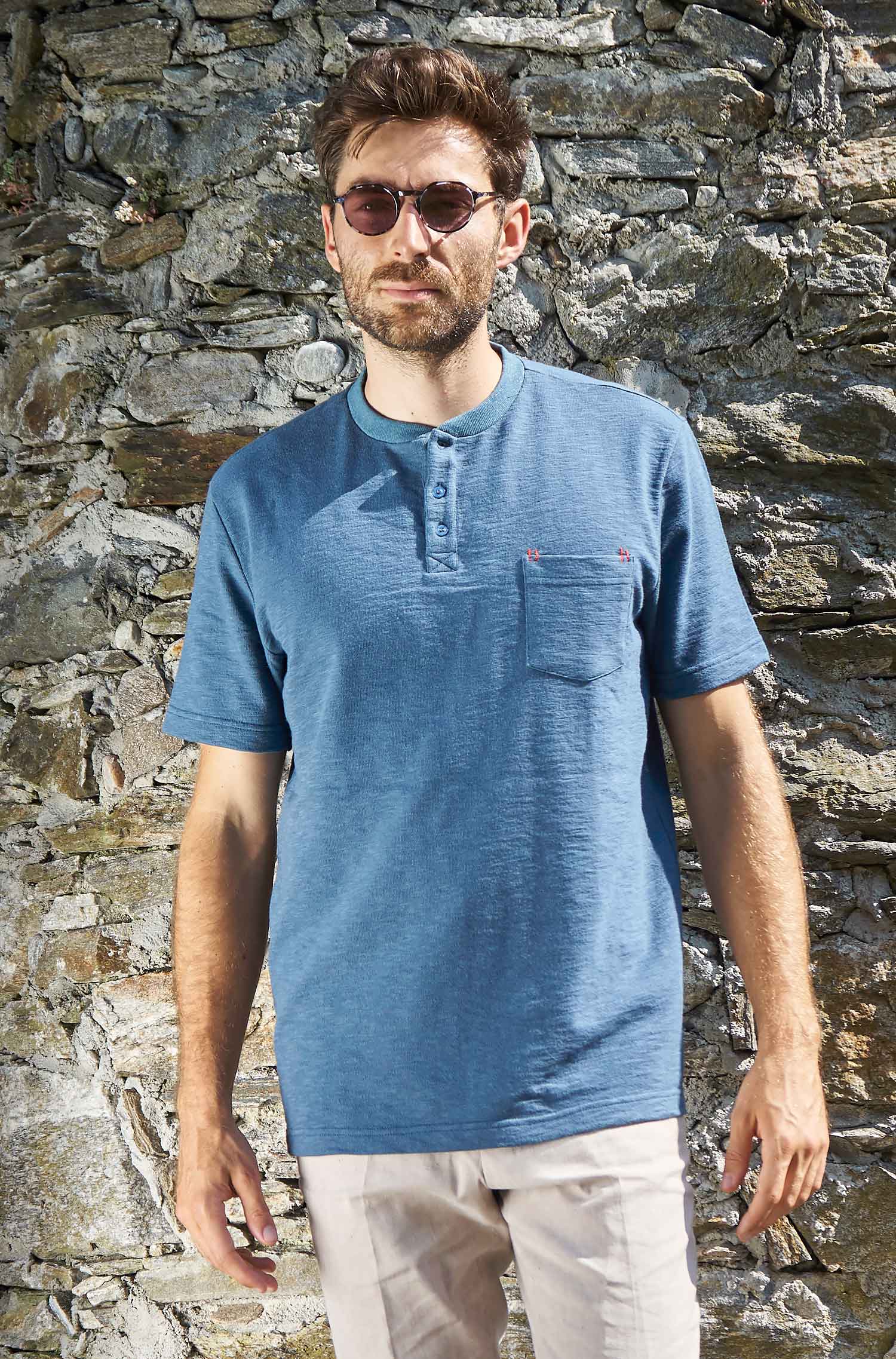 T-Shirt JAHLEEL aus Royal Alpaka-Baumwoll-Mix-orion blau