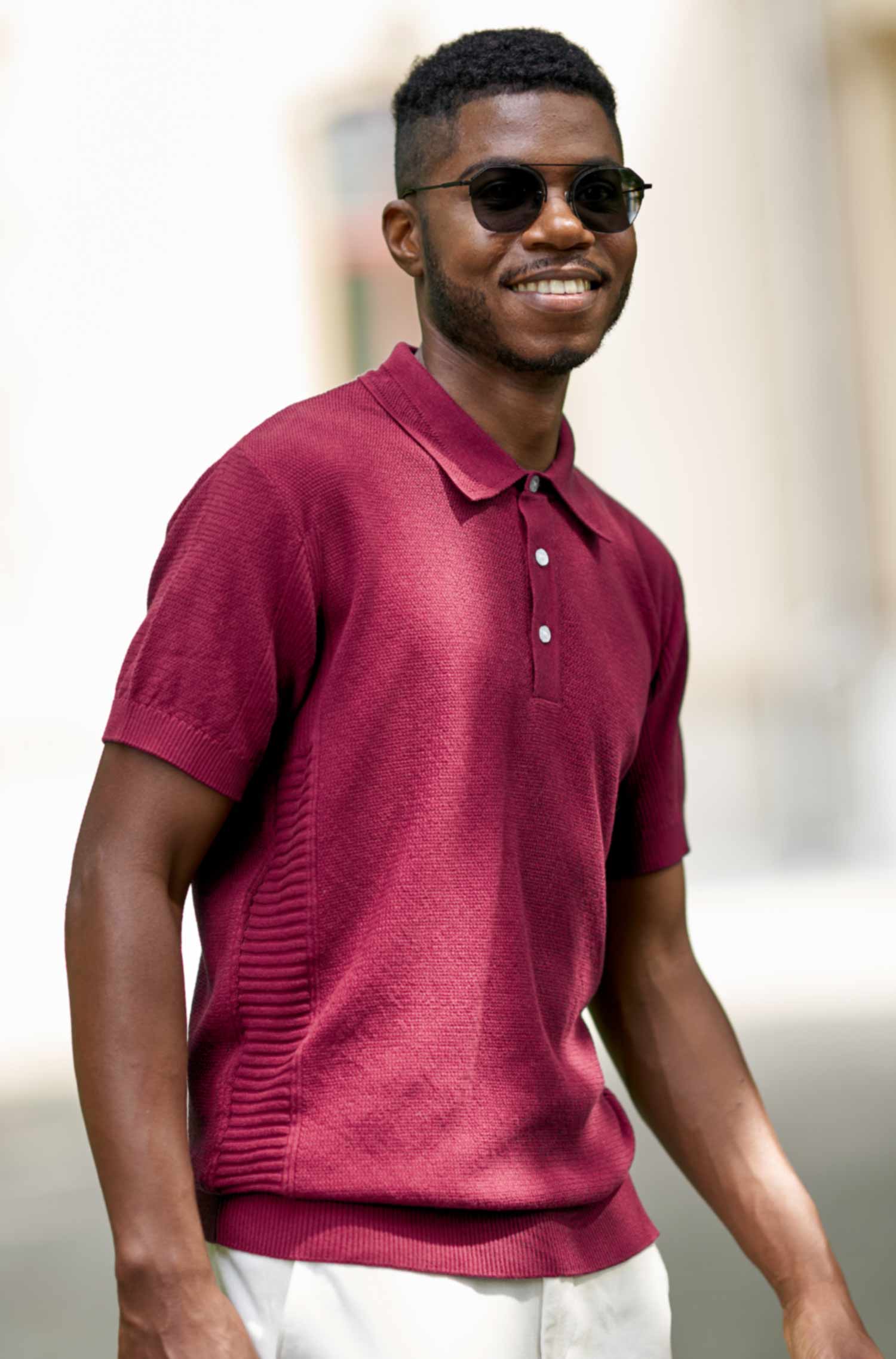 Polo Shirt SIMRON aus Royal Alpaka-Baumwoll-Mix-merlotrot