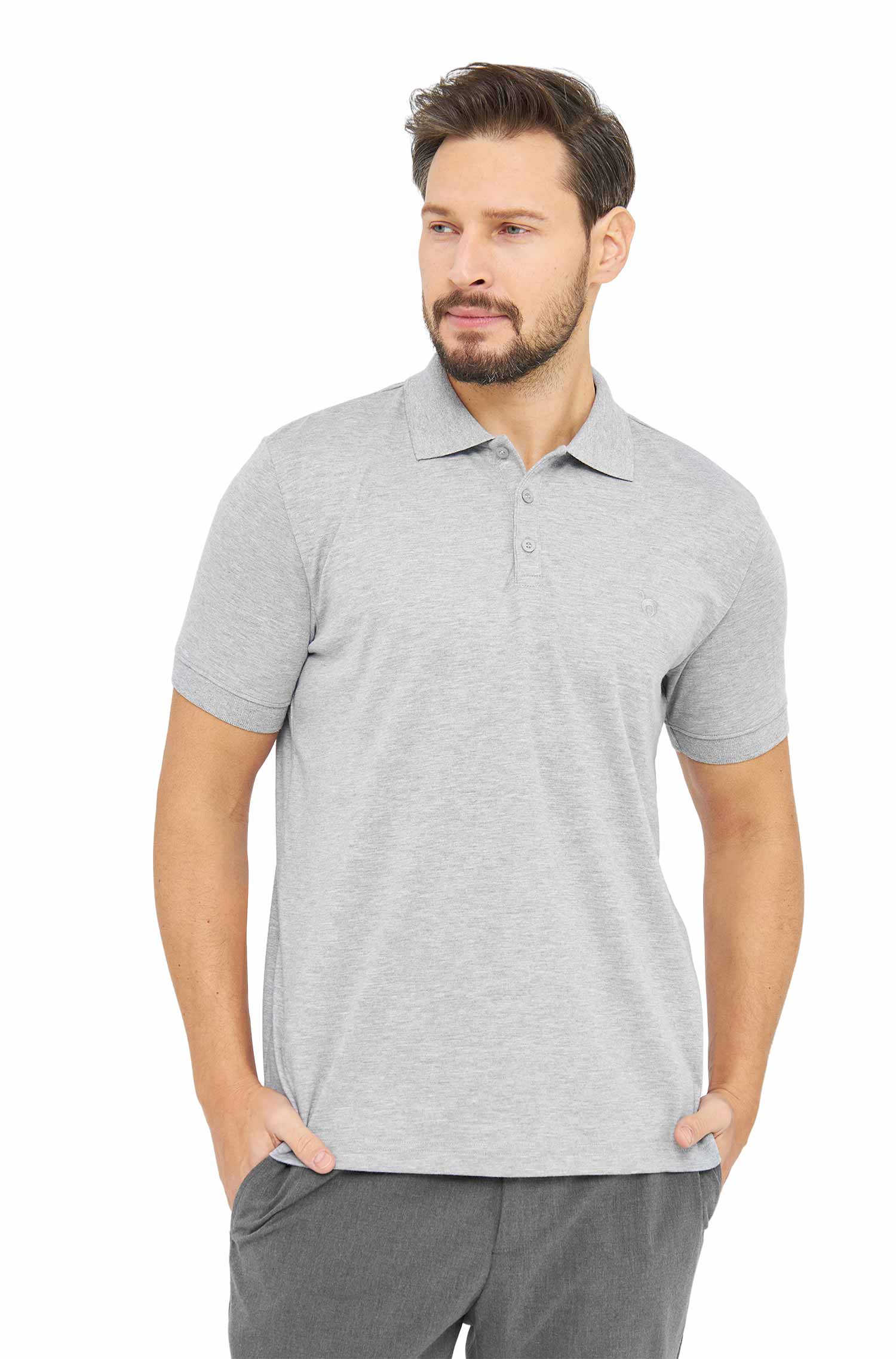 Polo Shirt BASIC HERREN aus 100% Bio-Pima-Baumwolle-grau