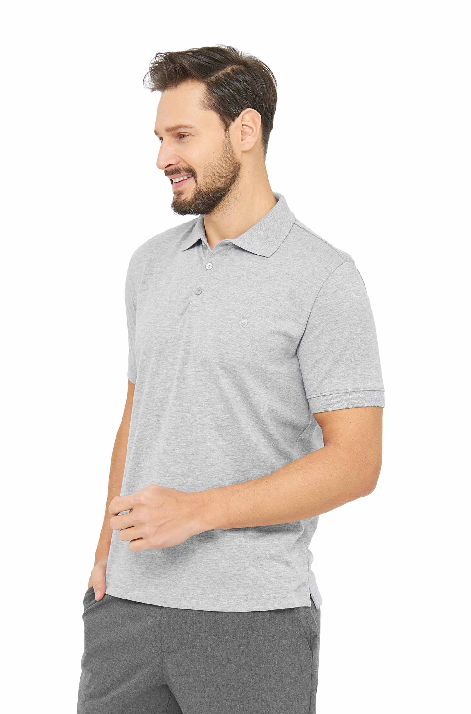Polo Shirt BASIC HERREN aus 100% Bio-Pima-Baumwolle-grau