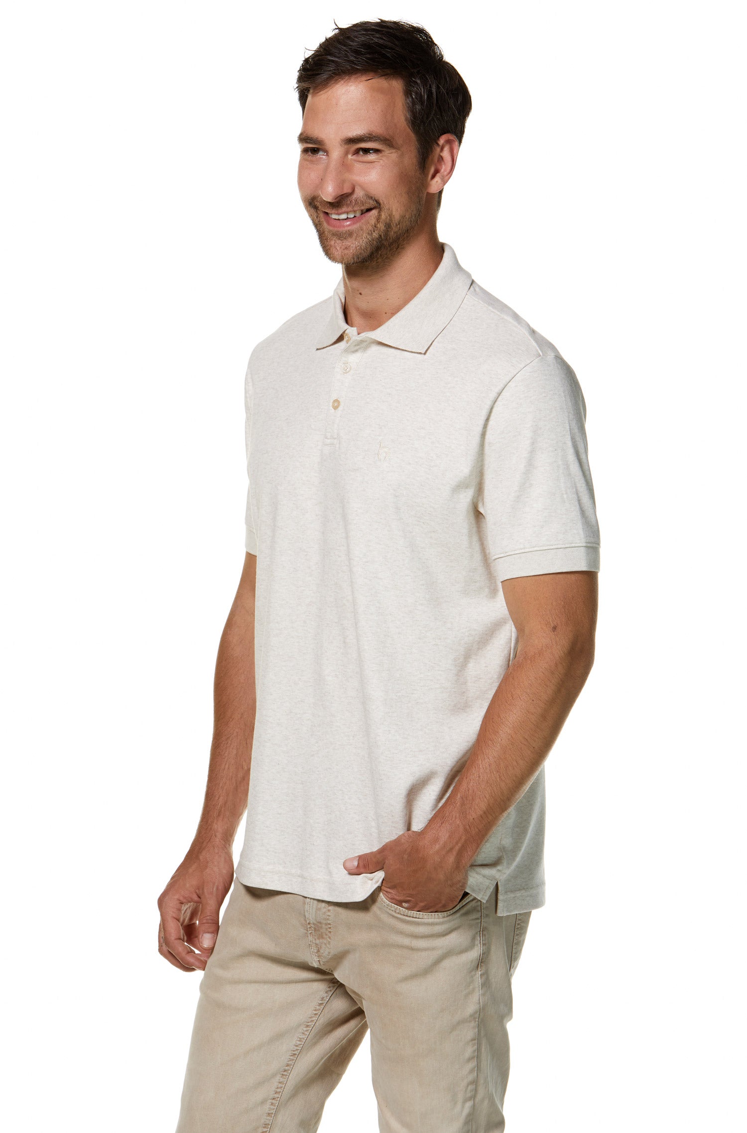 Polo Shirt BASIC HERREN aus 100% Bio-Pima-Baumwolle-naturweiss
