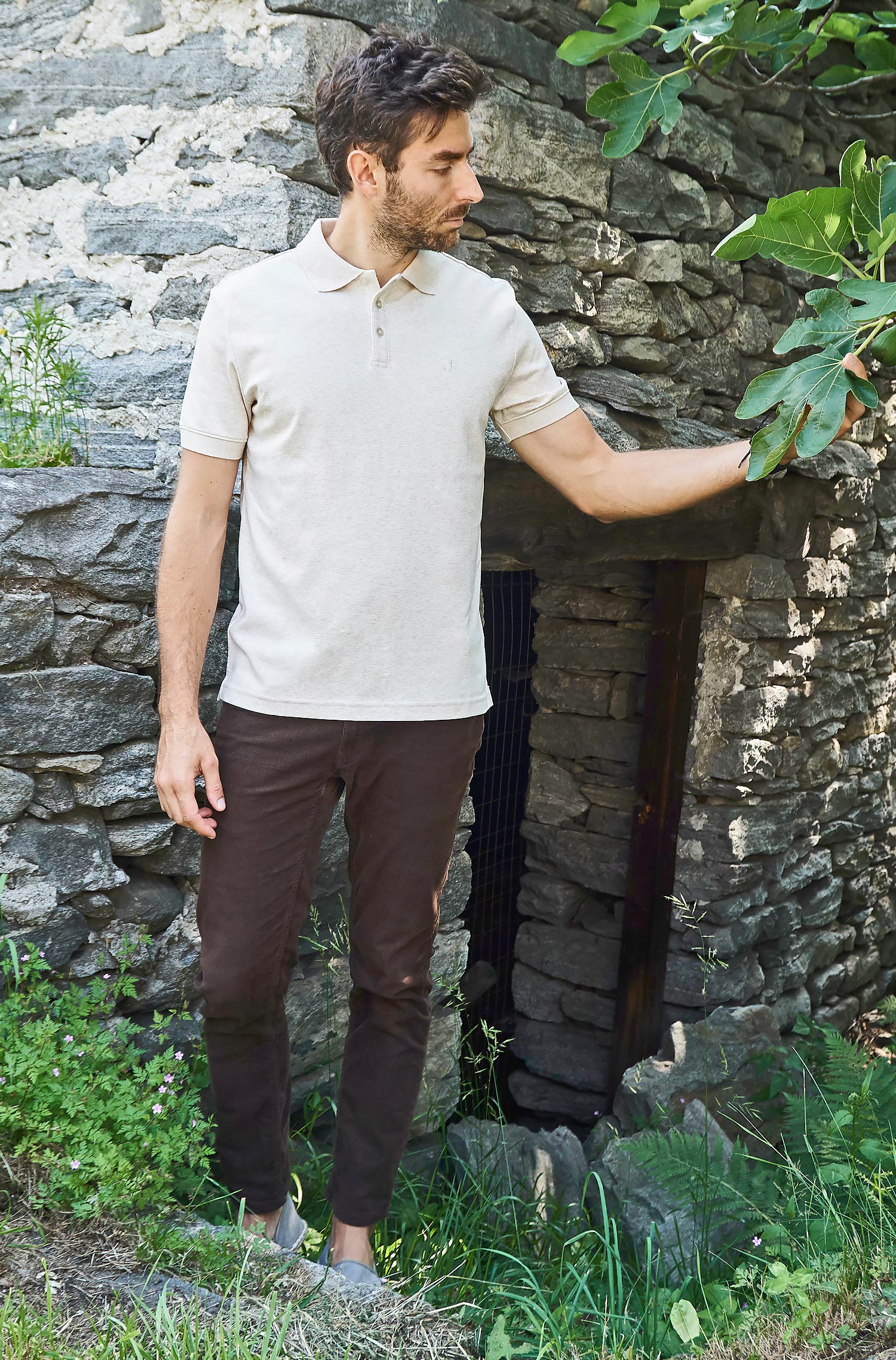 Polo Shirt BASIC HERREN aus 100% Bio-Pima-Baumwolle-naturweiss