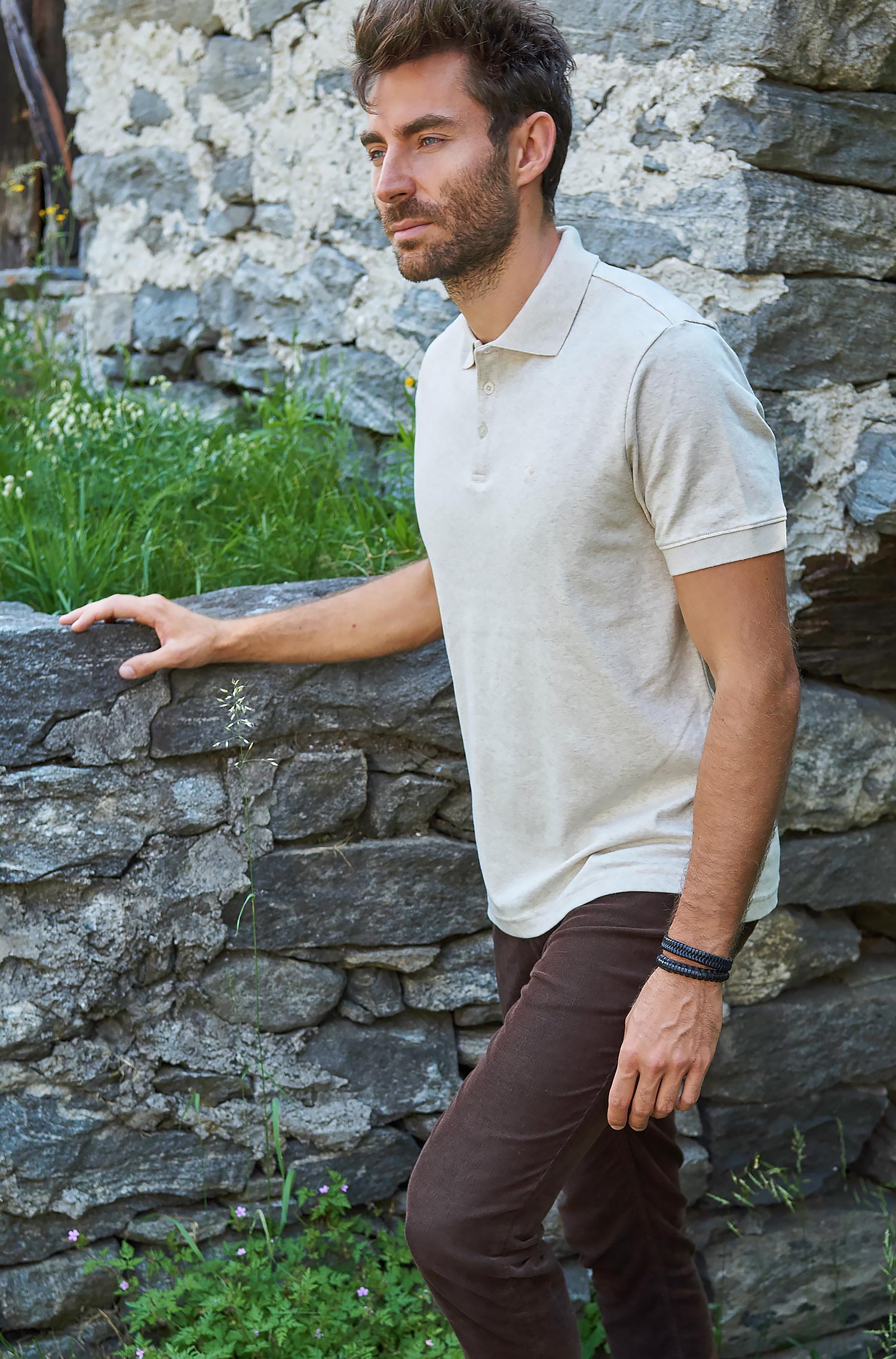 Polo Shirt BASIC HERREN aus 100% Bio-Pima-Baumwolle-naturweiss