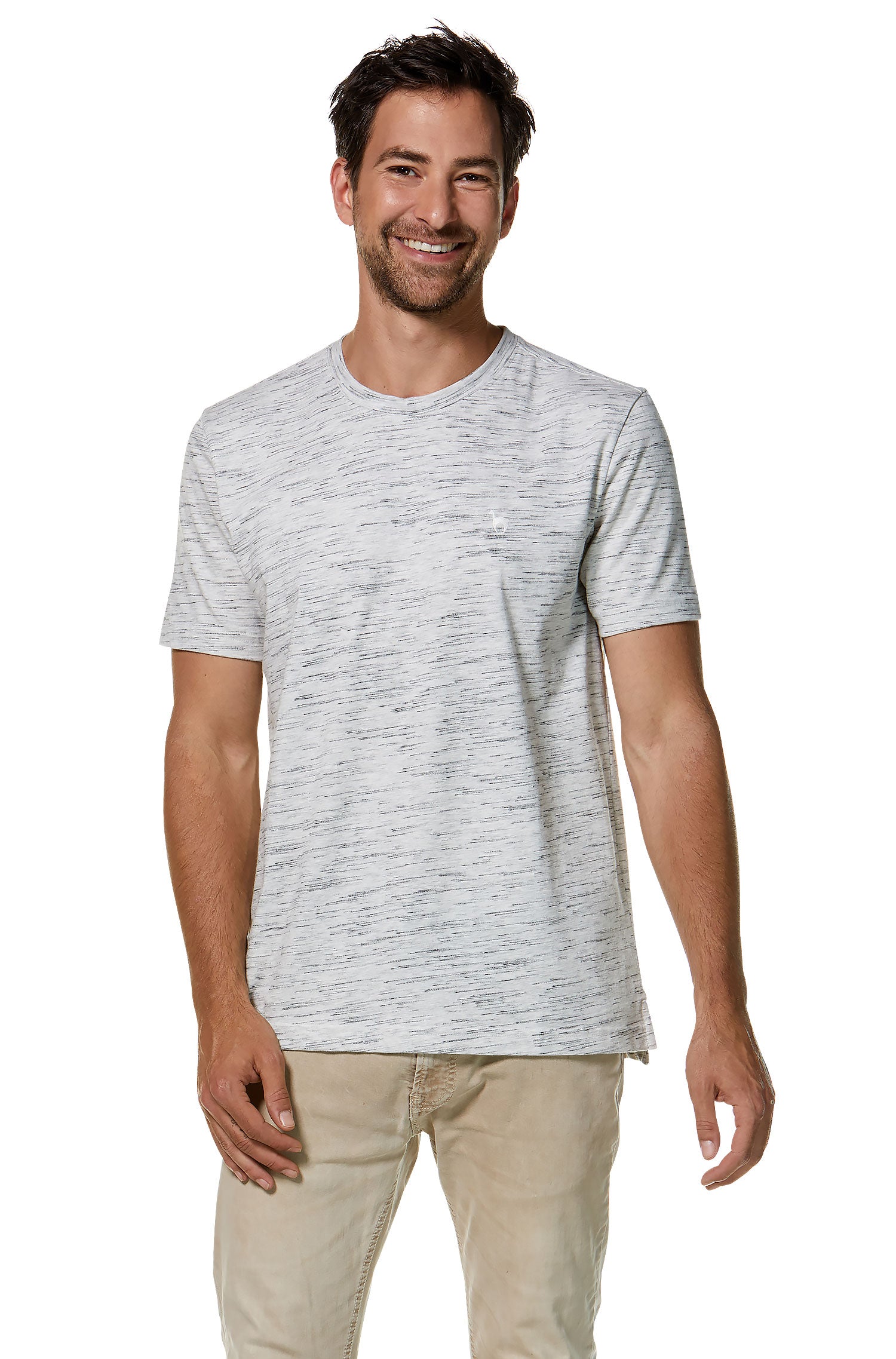 T-Shirt RUNDHALS mit Royal Alpaka-Baumwoll-Mix-silbergrau/schwarz
