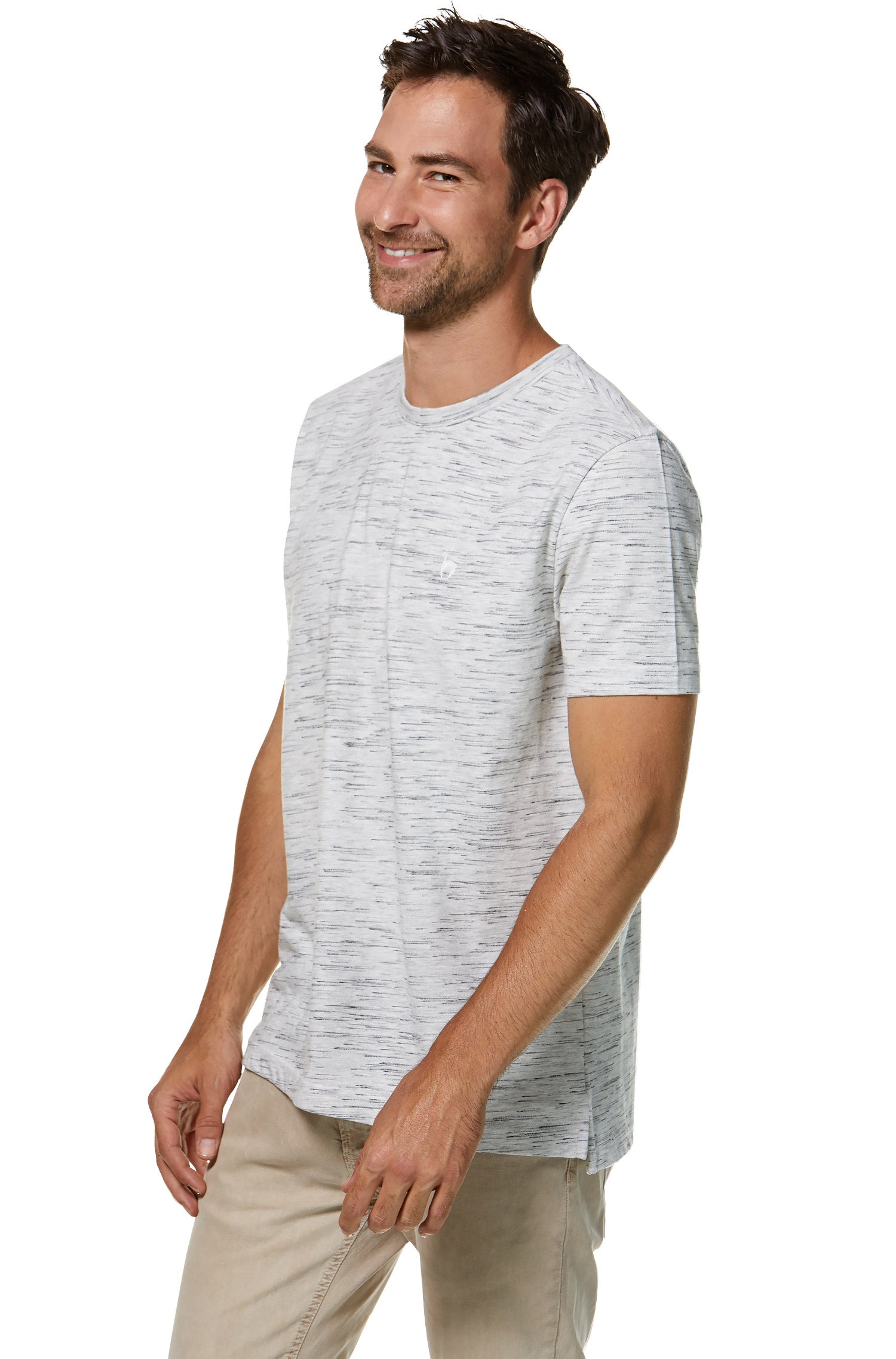 T-Shirt RUNDHALS mit Royal Alpaka-Baumwoll-Mix-silbergrau/schwarz