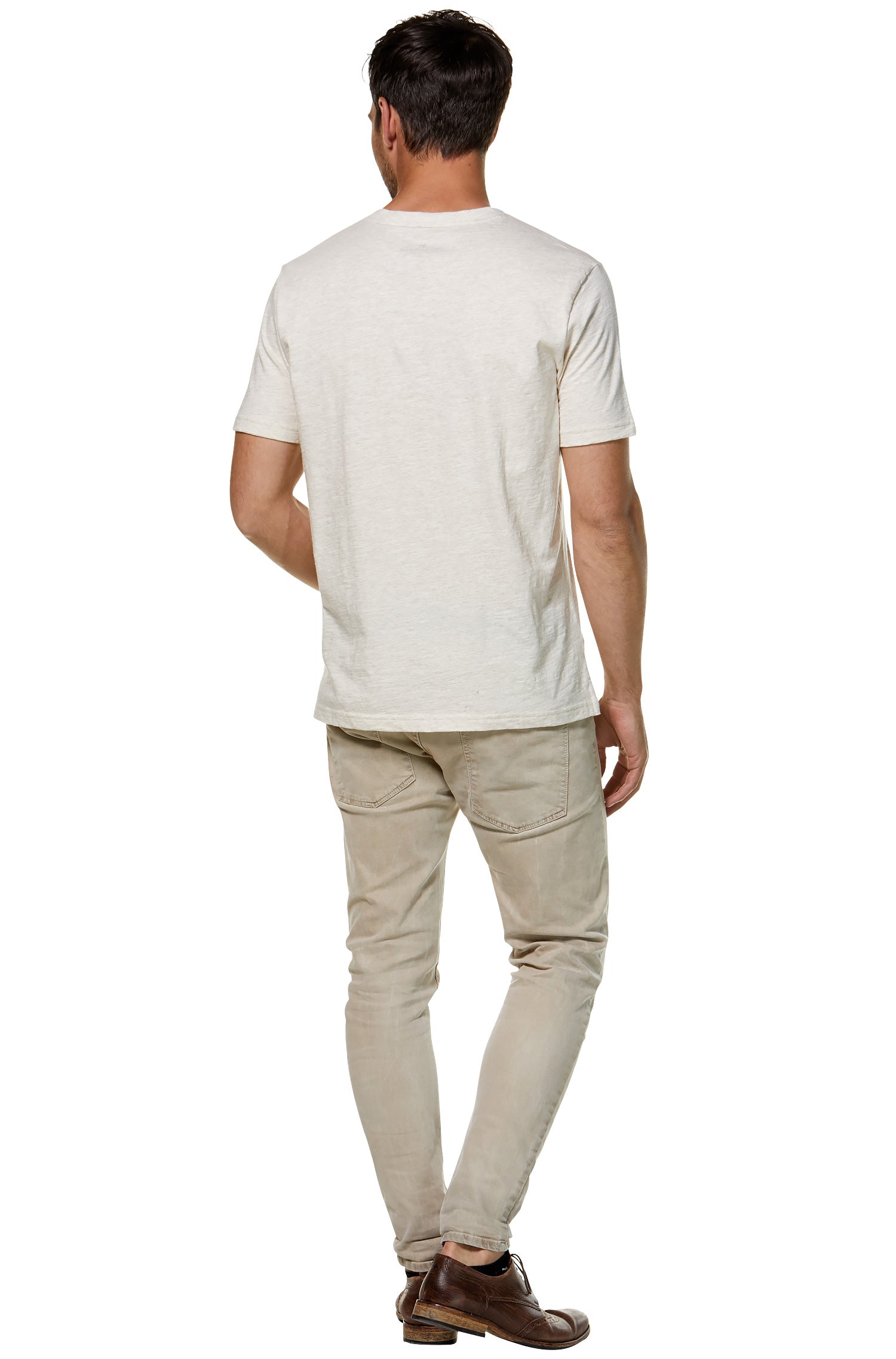 T-Shirt V-NECK aus Royal Alpaka-Baumwoll-Mix-ecru meliert