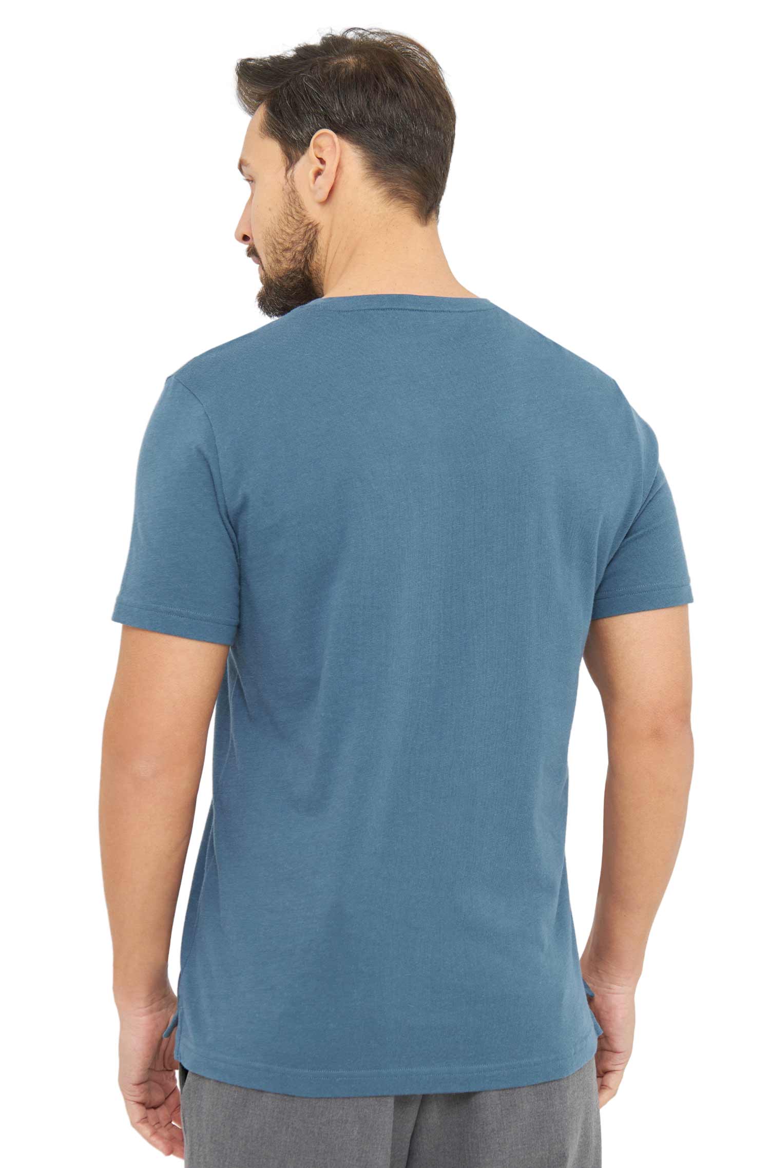 T-Shirt V-NECK aus Royal Alpaka-Baumwoll-Mix-orion blau