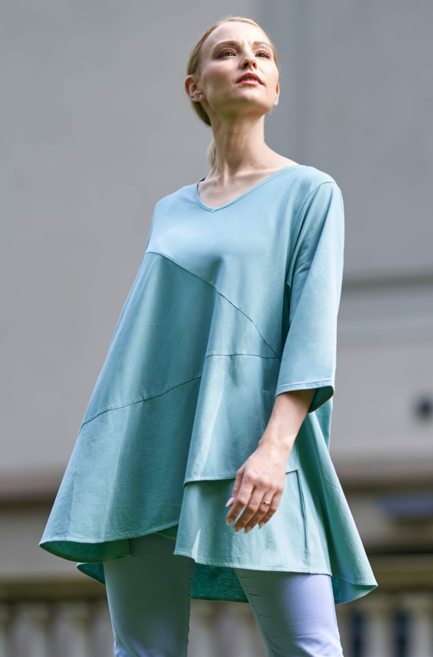 Tunika DIANA aus 100% Bio-Pima-Baumwolle-aqua jade