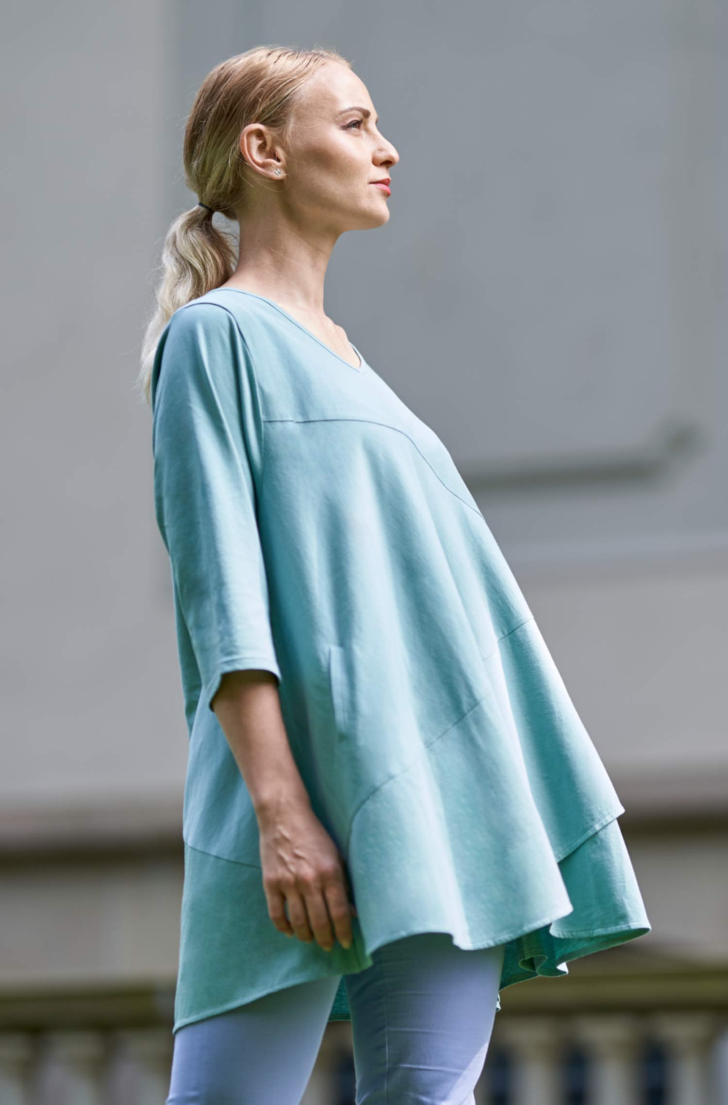 Tunika DIANA aus 100% Bio-Pima-Baumwolle-aqua jade