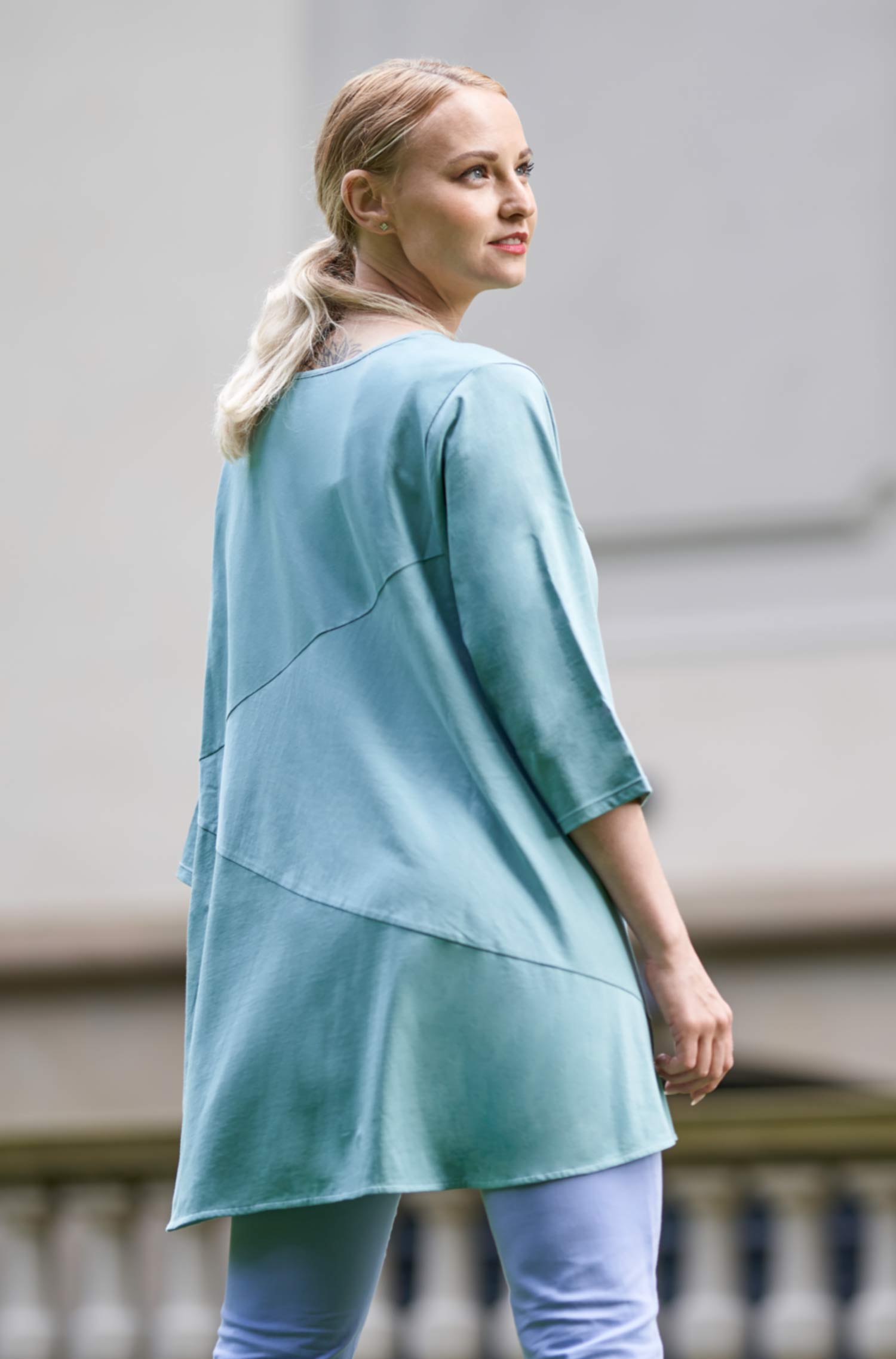 Tunika DIANA aus 100% Bio-Pima-Baumwolle-aqua jade