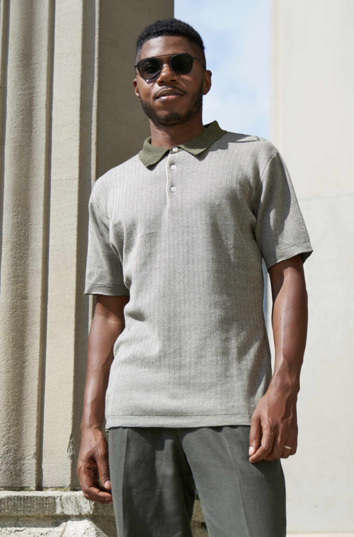 Polo Shirt SANTIAGO aus Royal Alpaka-Baumwoll-Mix-khaki
