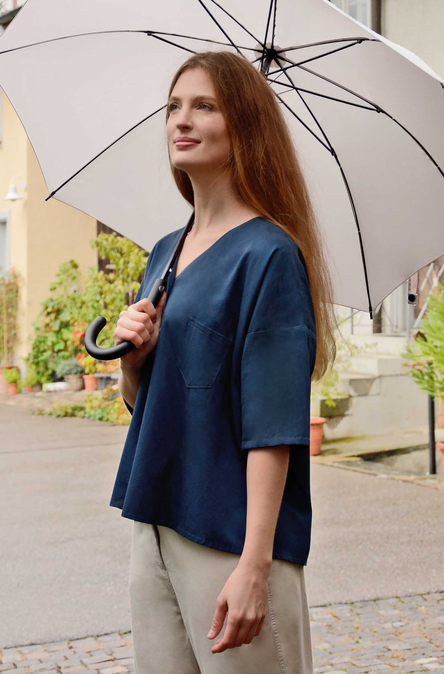 Blusenhemd ARIS aus 100% Bio-Pima-Baumwolle-blau