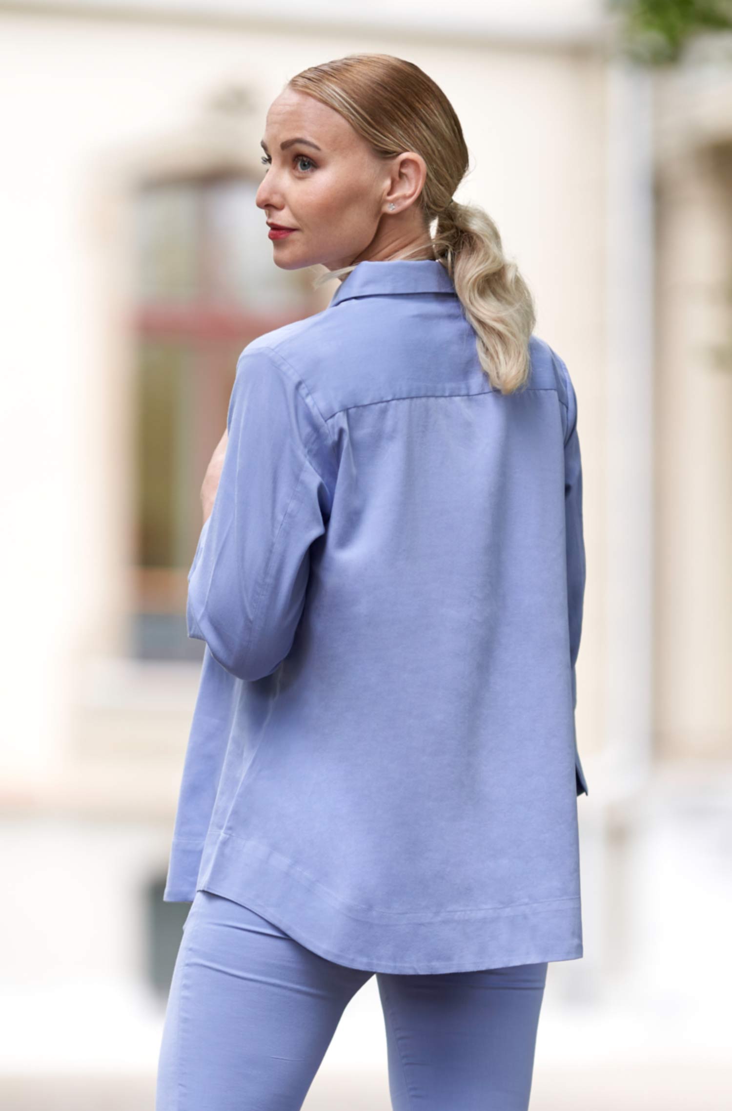 Blusenhemd AMELIE aus 100% Pima-Bio-Baumwolle-purple pastel