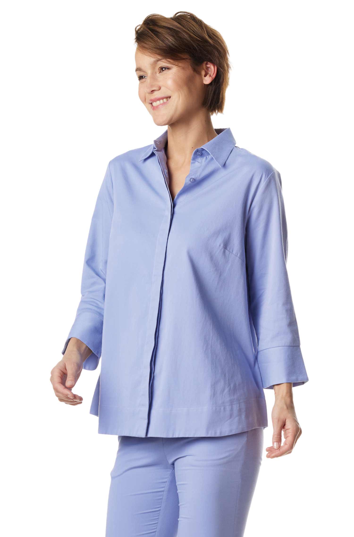 Blusenhemd AMELIE aus 100% Pima-Bio-Baumwolle-purple pastel