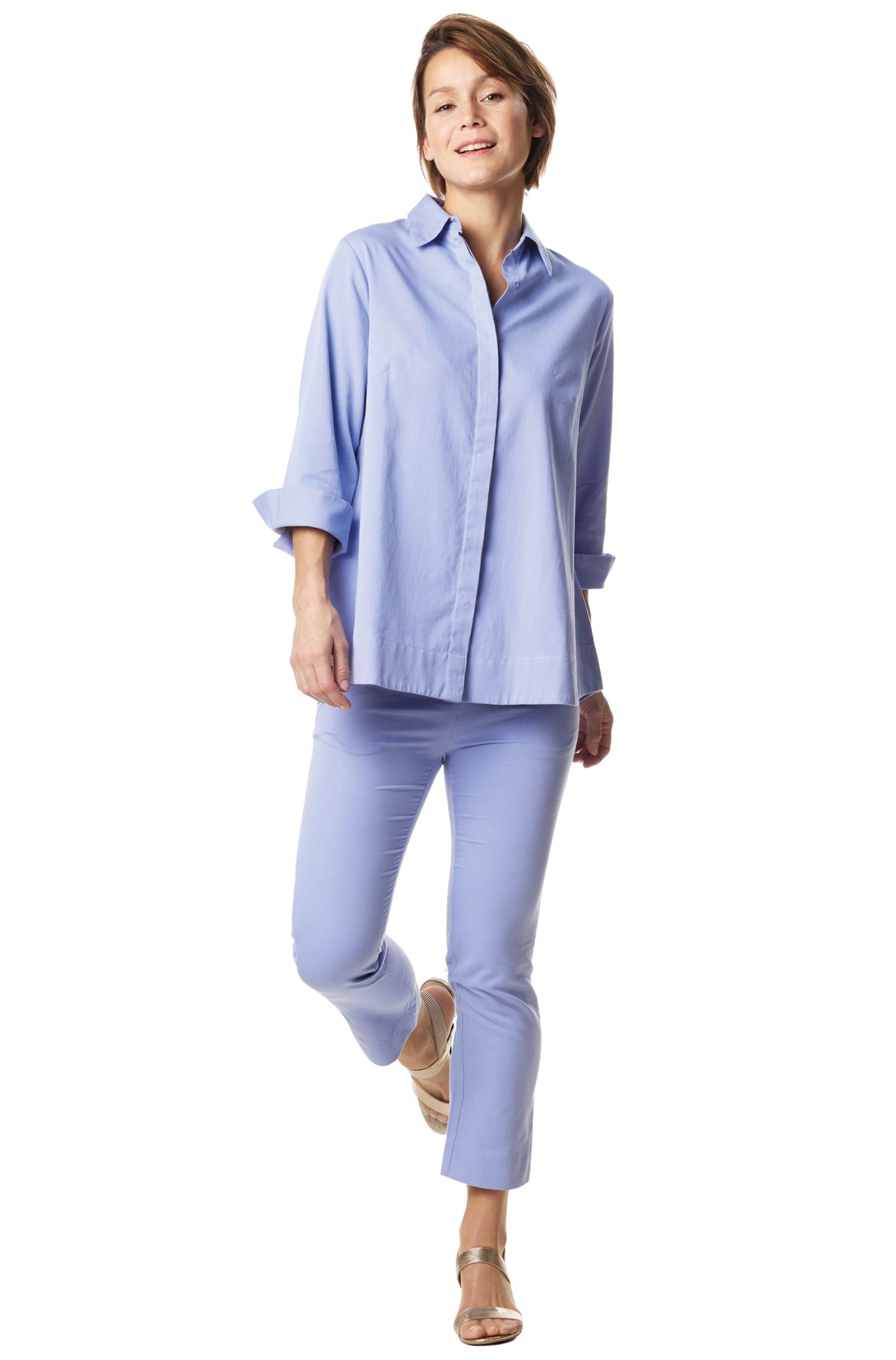 Blusenhemd AMELIE aus 100% Pima-Bio-Baumwolle-purple pastel