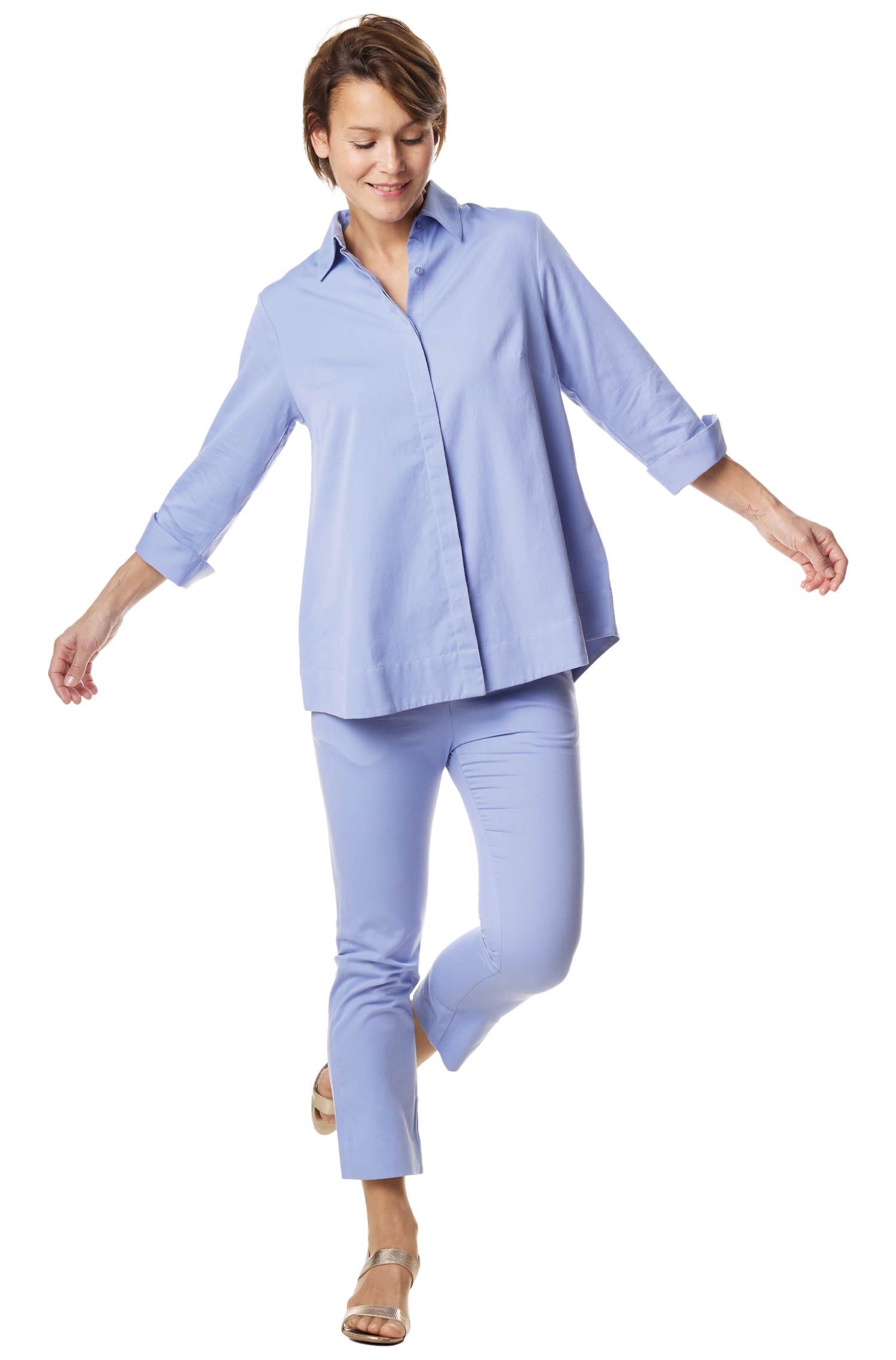 Blusenhemd AMELIE aus 100% Pima-Bio-Baumwolle-purple pastel