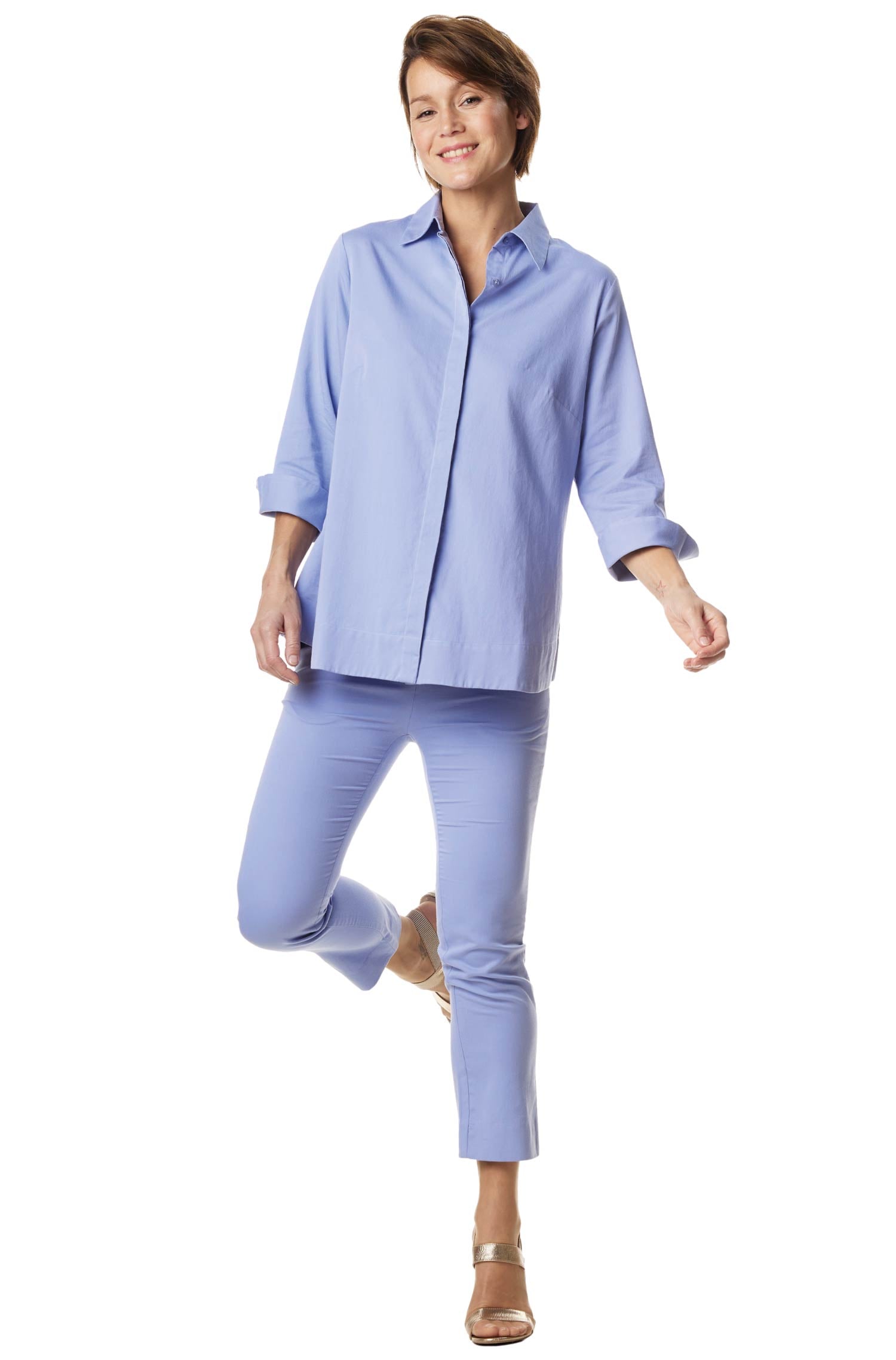 Blusenhemd AMELIE aus 100% Pima-Bio-Baumwolle-purple pastel