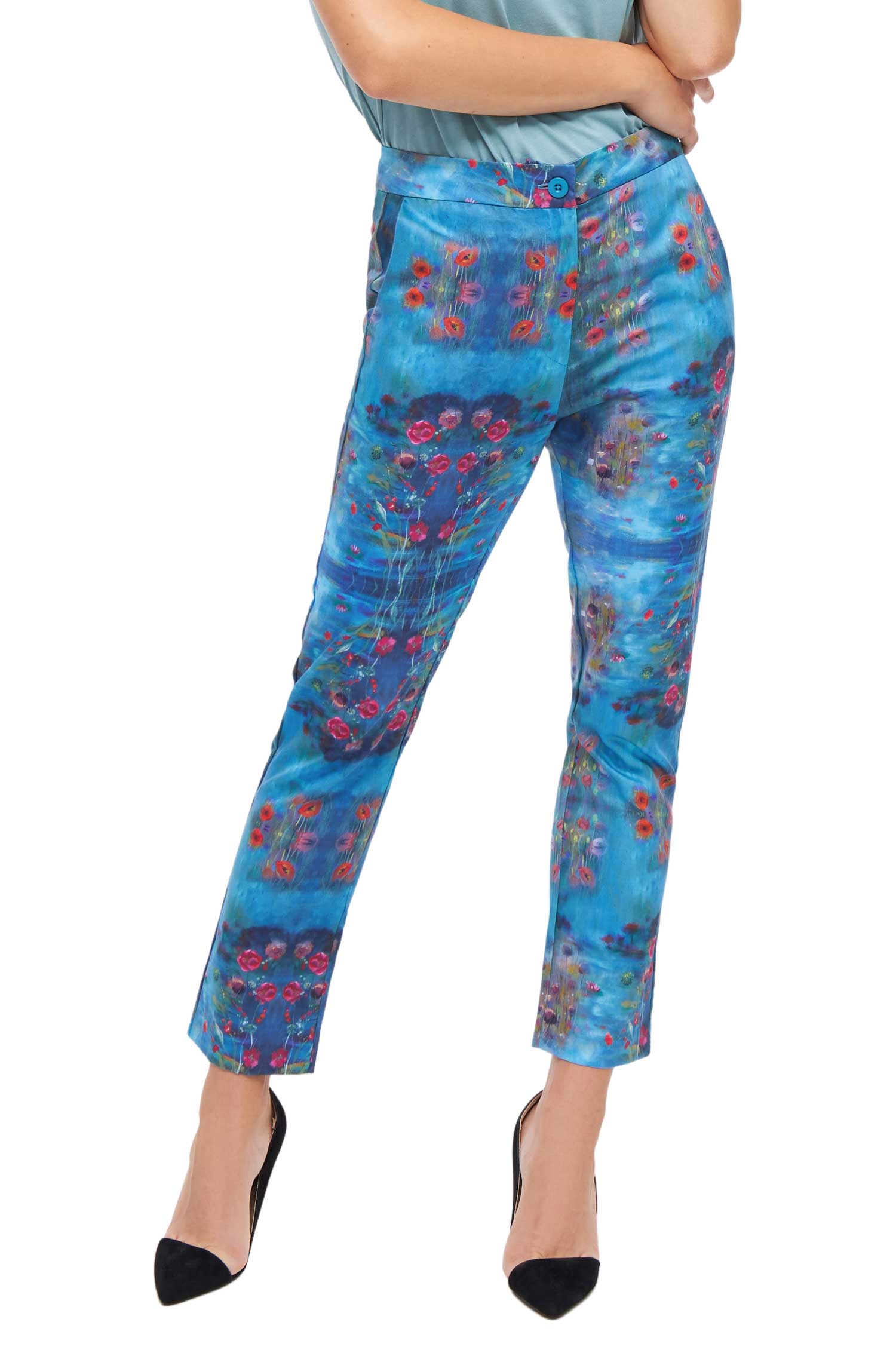Hose KIRA aus 100% Bio-Pima-Baumwolle für Damen-paradise blue