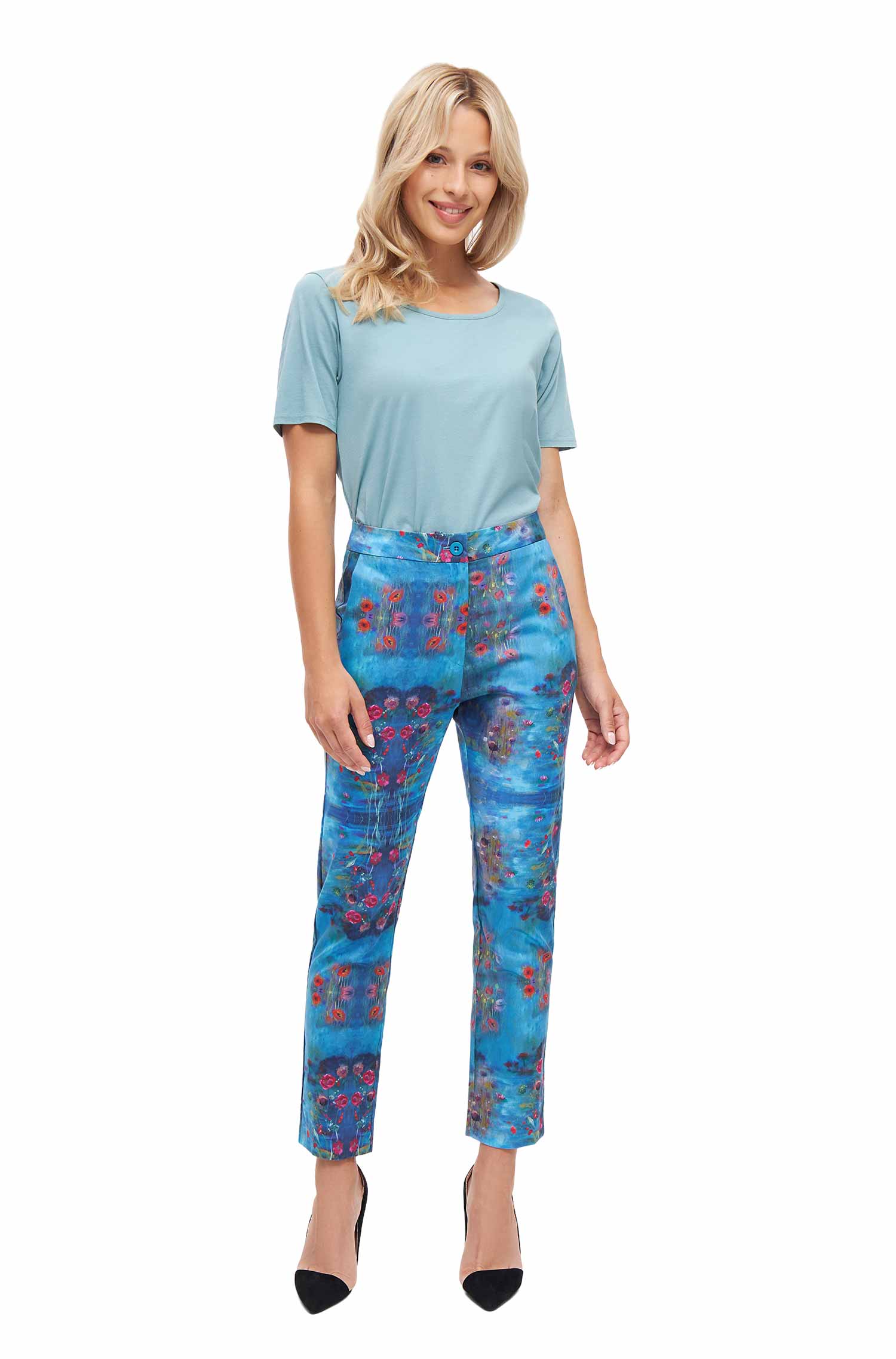 Hose KIRA aus 100% Bio-Pima-Baumwolle für Damen-paradise blue