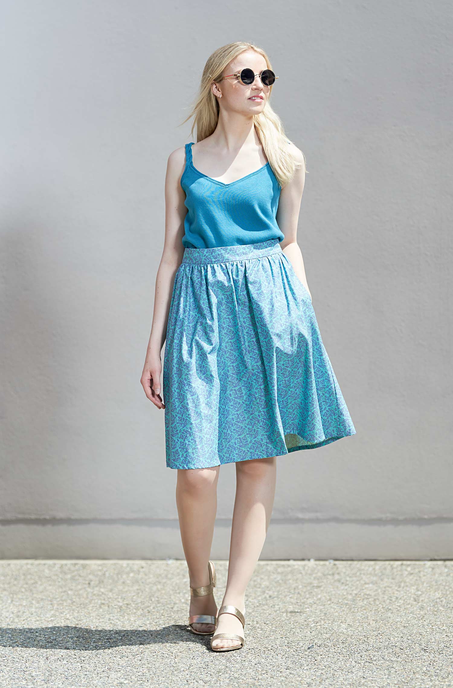 Rock ANTONIA aus 100% Bio Pima Baumwolle-türkis/lila