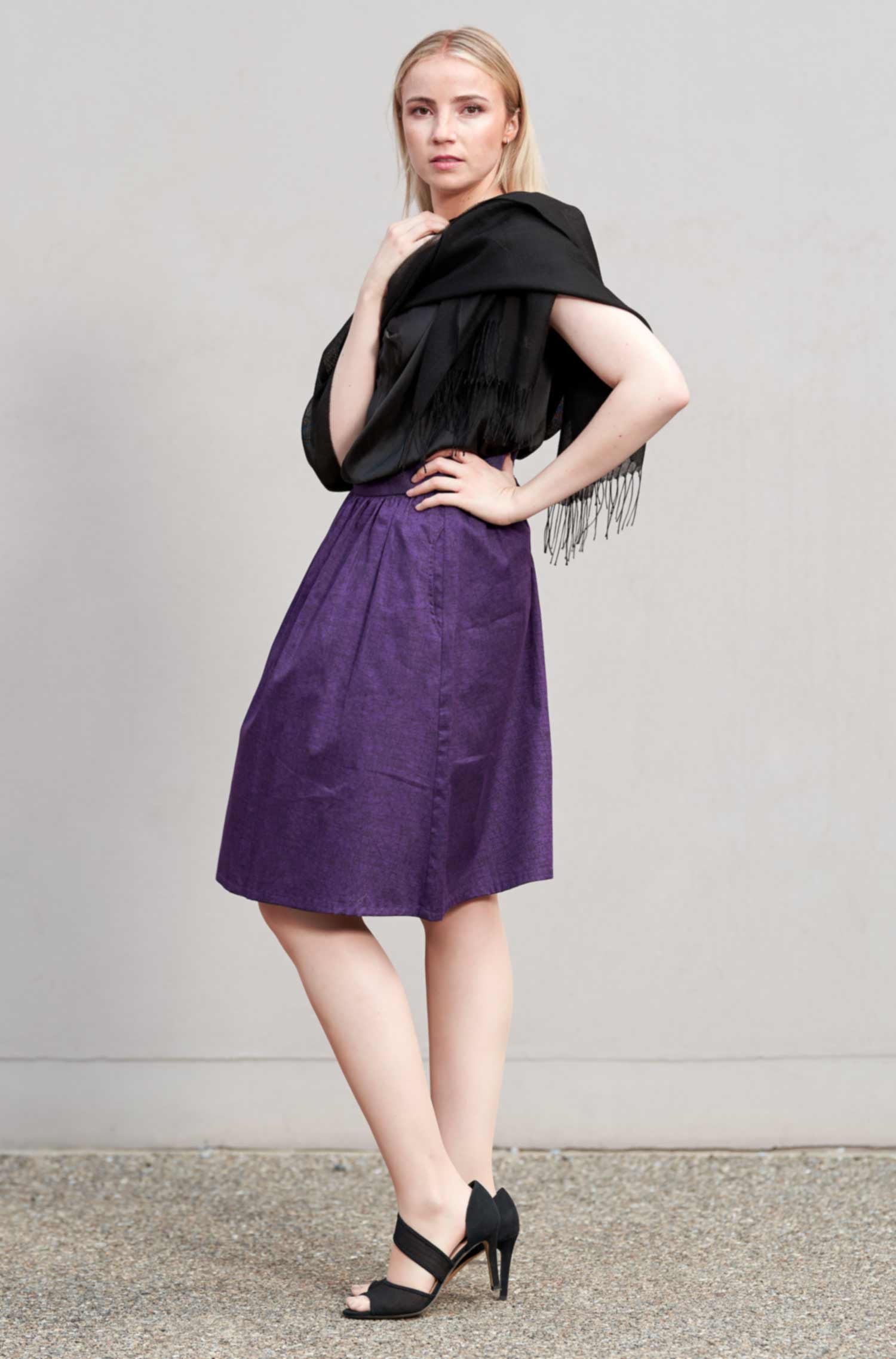 Rock ANTONIA aus 100% Bio Pima Baumwolle-violett/schwarz