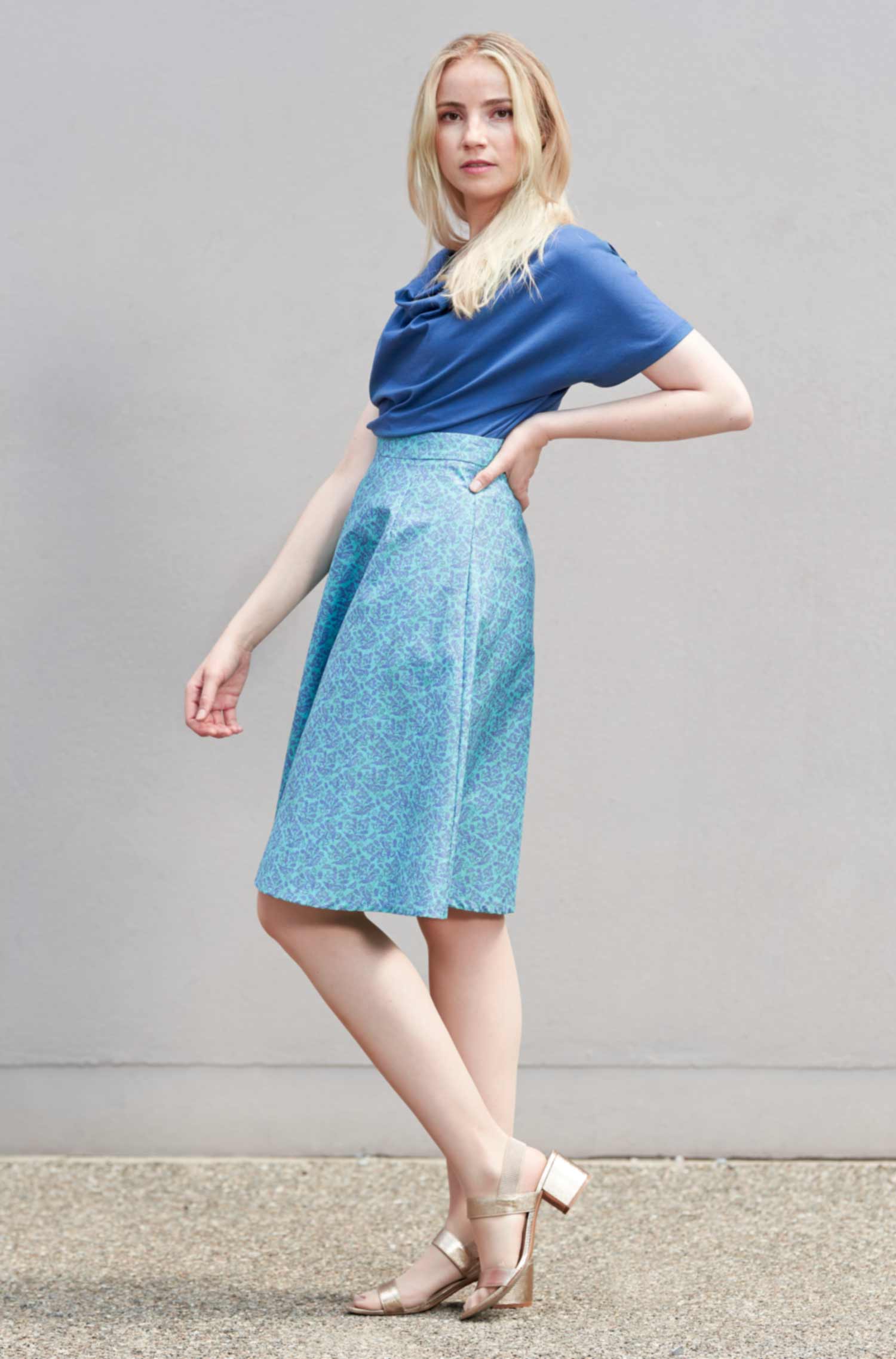 Rock OLIVIA aus 100% Bio Pima Baumwolle-türkis/lila