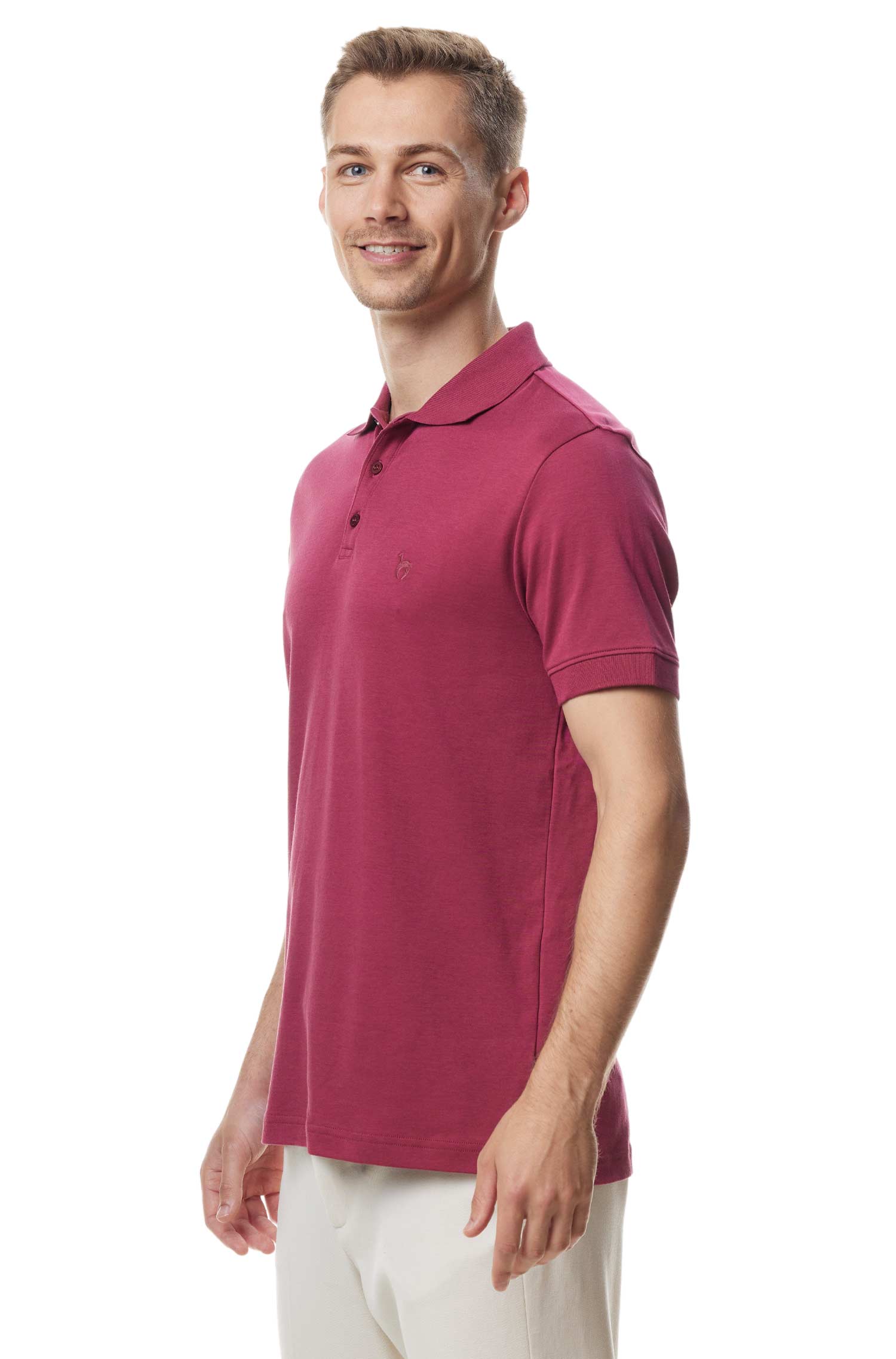 Polo Shirt aus 100% Bio Pima Baumwolle-himbeere