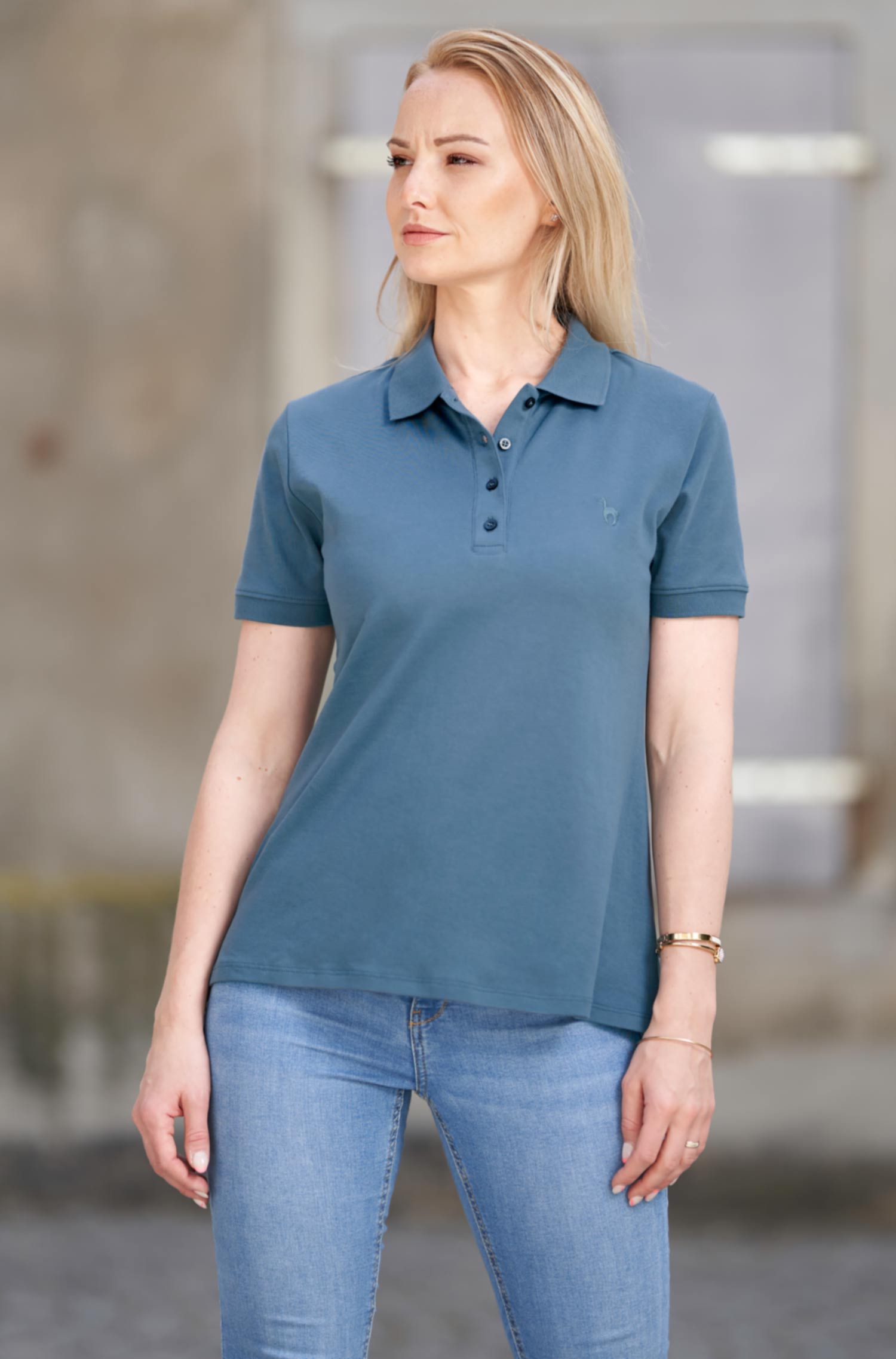 Poloshirt BASIC DAMEN aus 100% Bio-Pima-Baumwolle-orion blau
