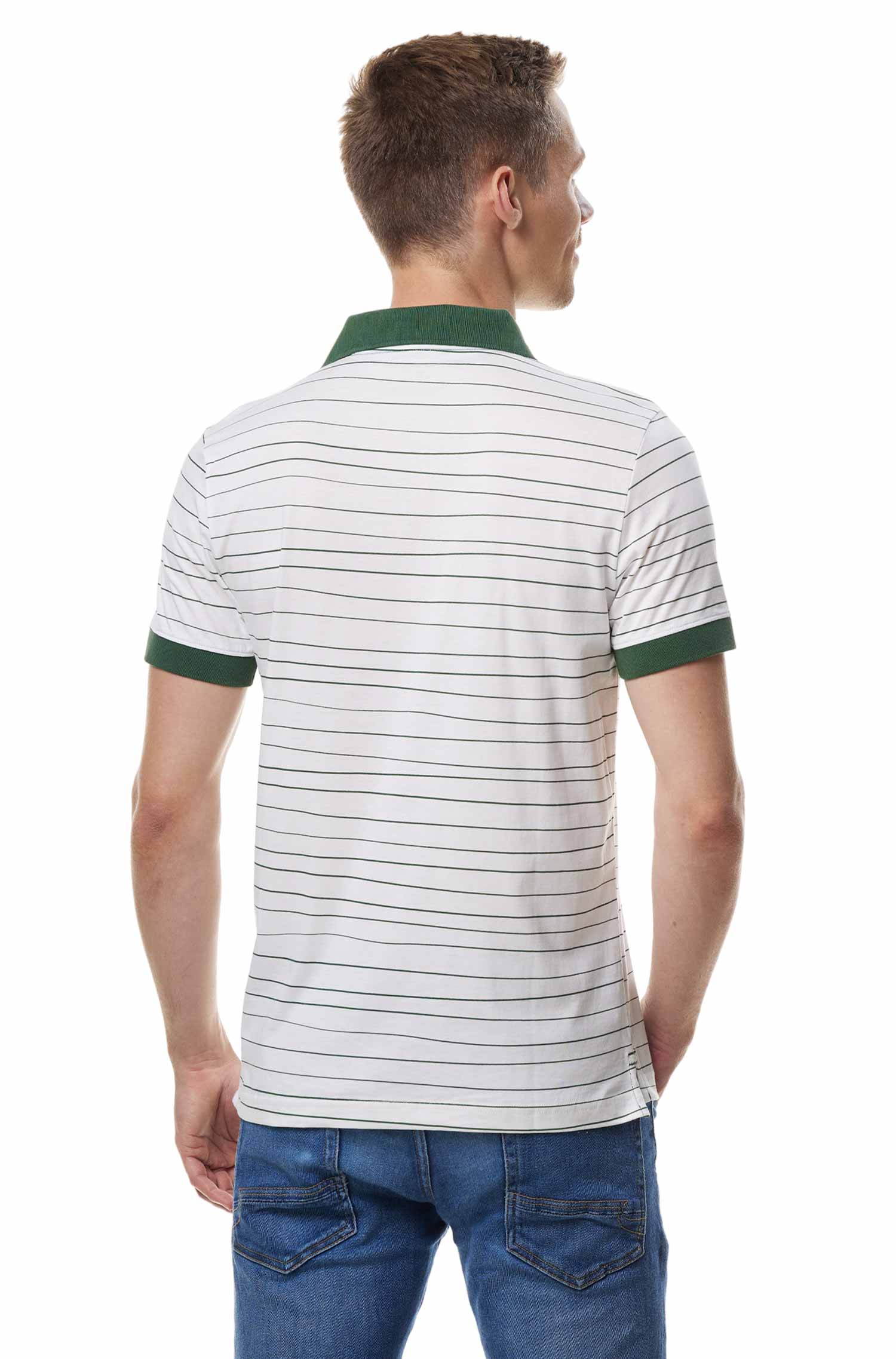 Polo Shirt LINEAS aus 100% Bio-Pima-Baumwolle-waldgrün