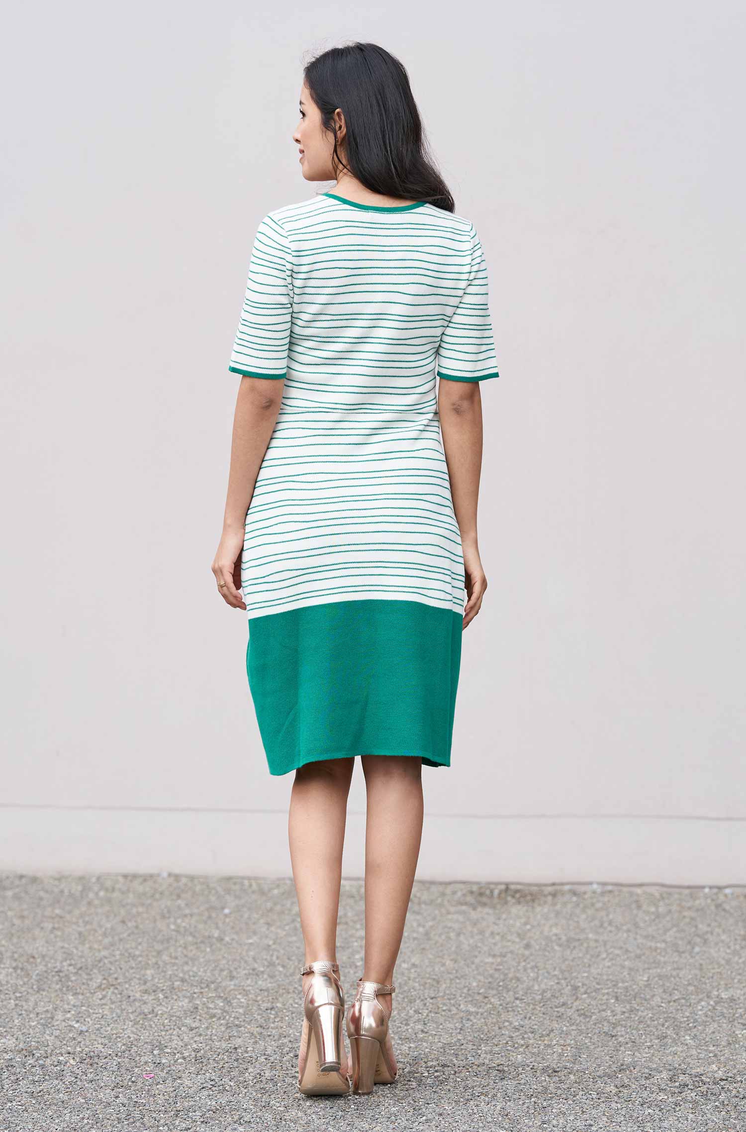 Strickkleid LINEAS aus Bio Pima Baumwolle-sommergrün