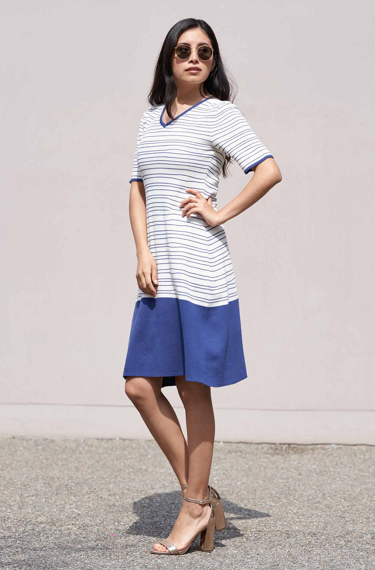 Strickkleid LINEAS aus Bio Pima Baumwolle-twilight blue