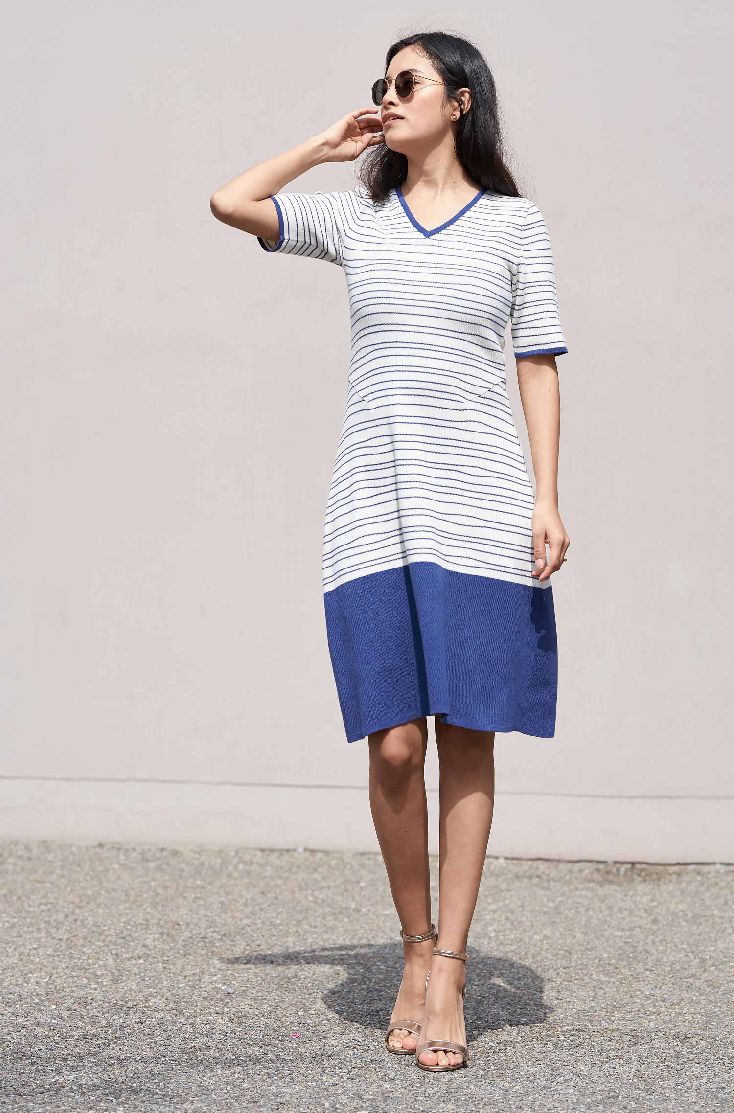 Strickkleid LINEAS aus Bio Pima Baumwolle-twilight blue