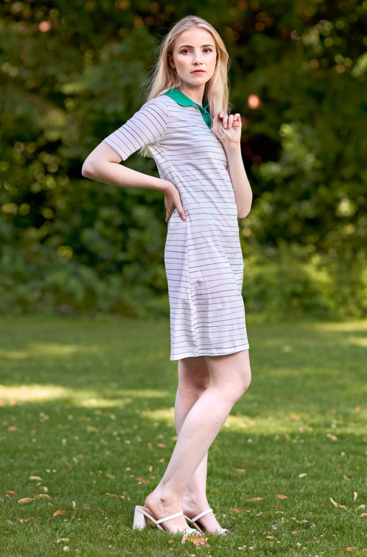 Polo Kleid LINEAS aus 100% Pima Bio Baumwolle-sommergrün