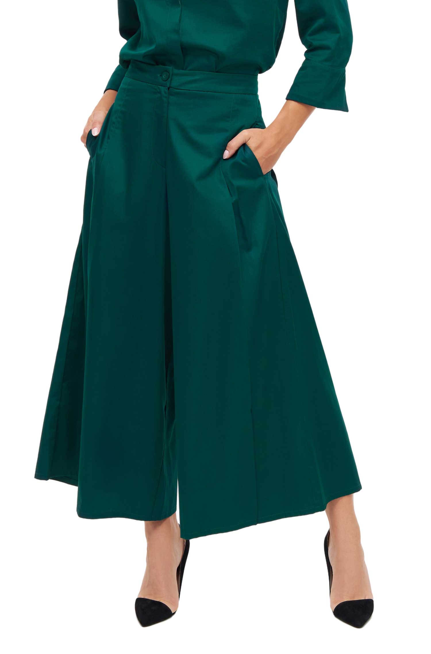 Culotte-Hose ANNA aus Bio-Pima-Baumwolle für Damen-deep-green