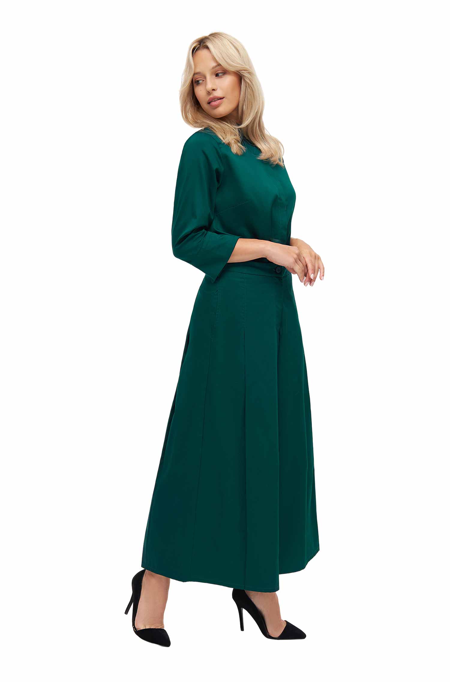 Culotte-Hose ANNA aus Bio-Pima-Baumwolle für Damen-deep-green