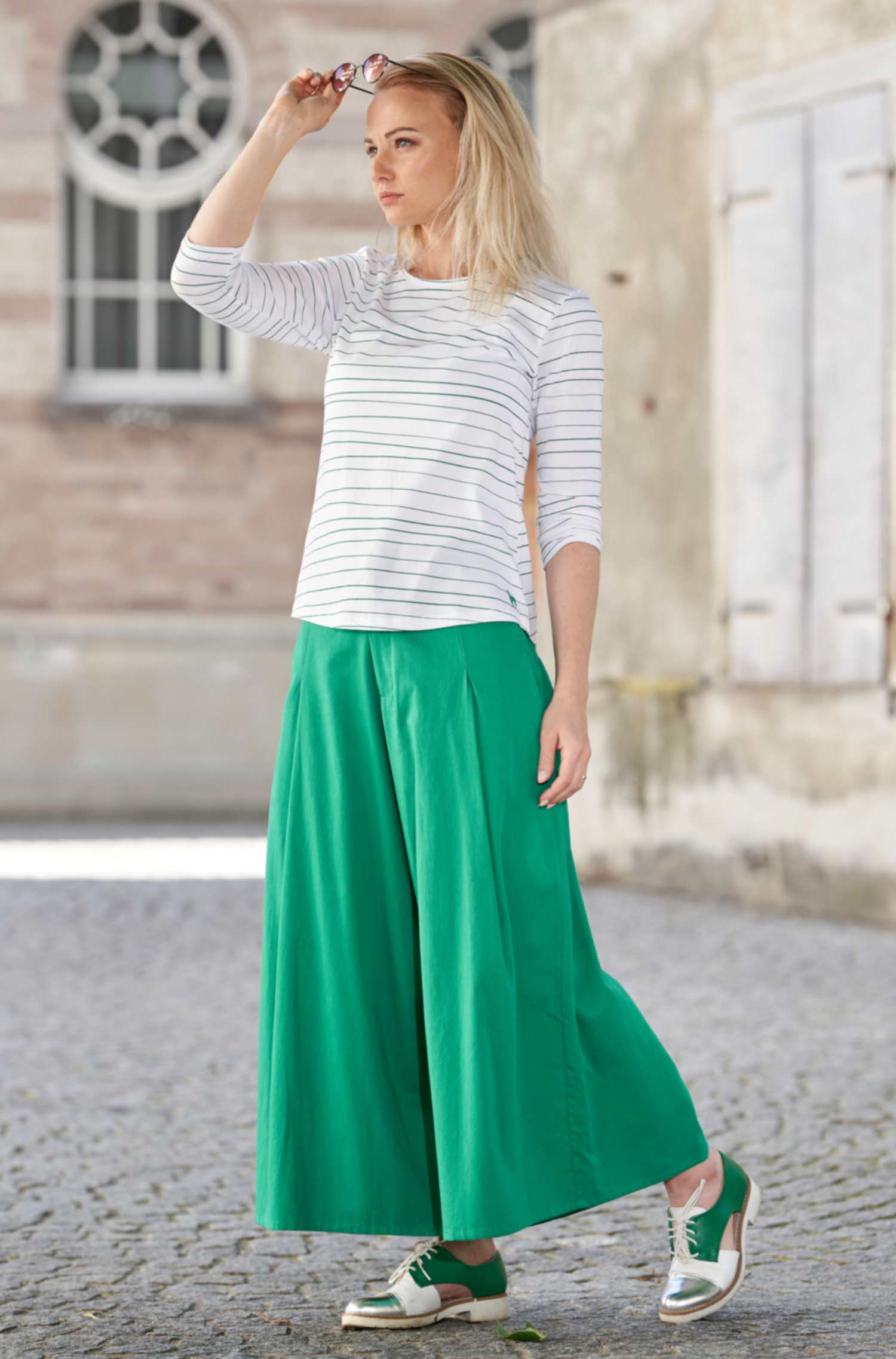 Culotte-Hose ANNA aus Bio-Pima-Baumwolle für Damen-sommergrün