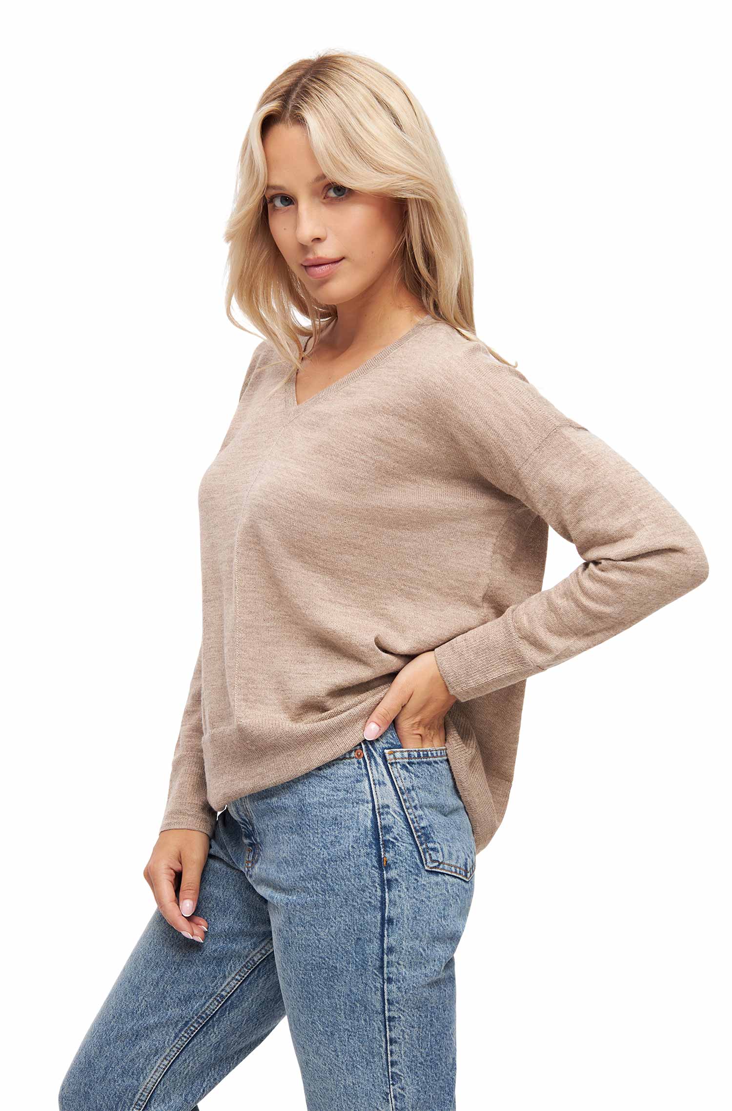 Pullover AMBRA aus Baby-Alpaka-Baumwoll-Mix-beige