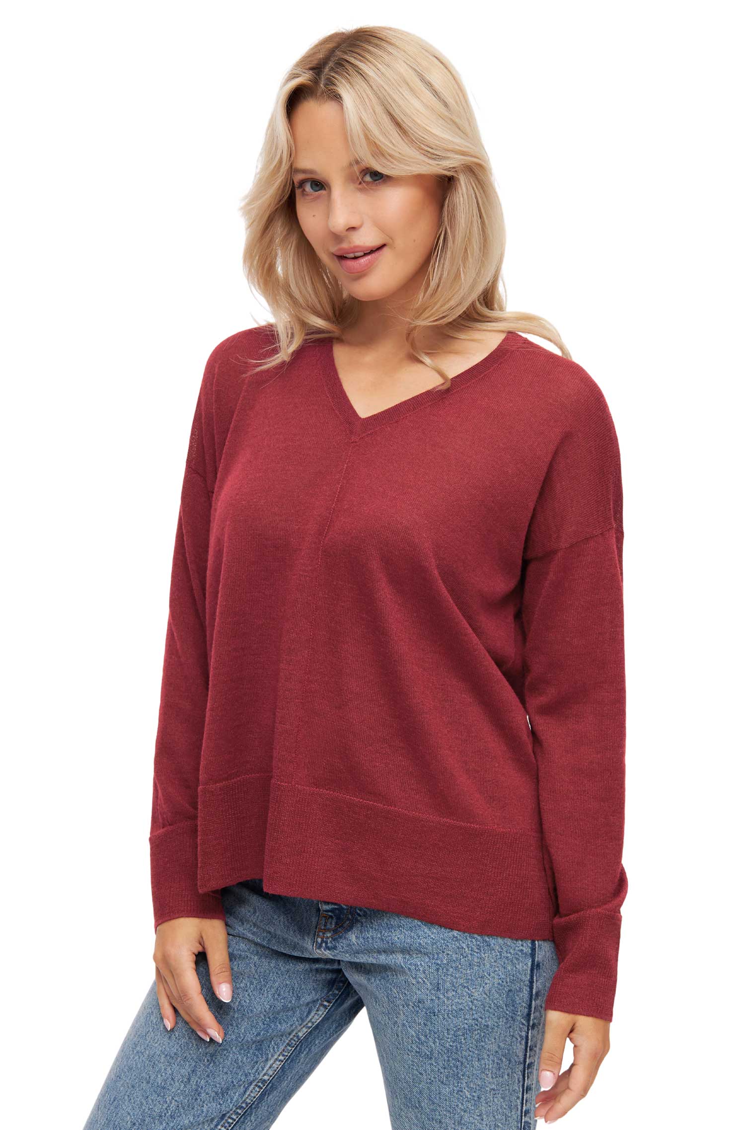 Pullover AMBRA aus Baby-Alpaka-Baumwoll-Mix-sienna rot