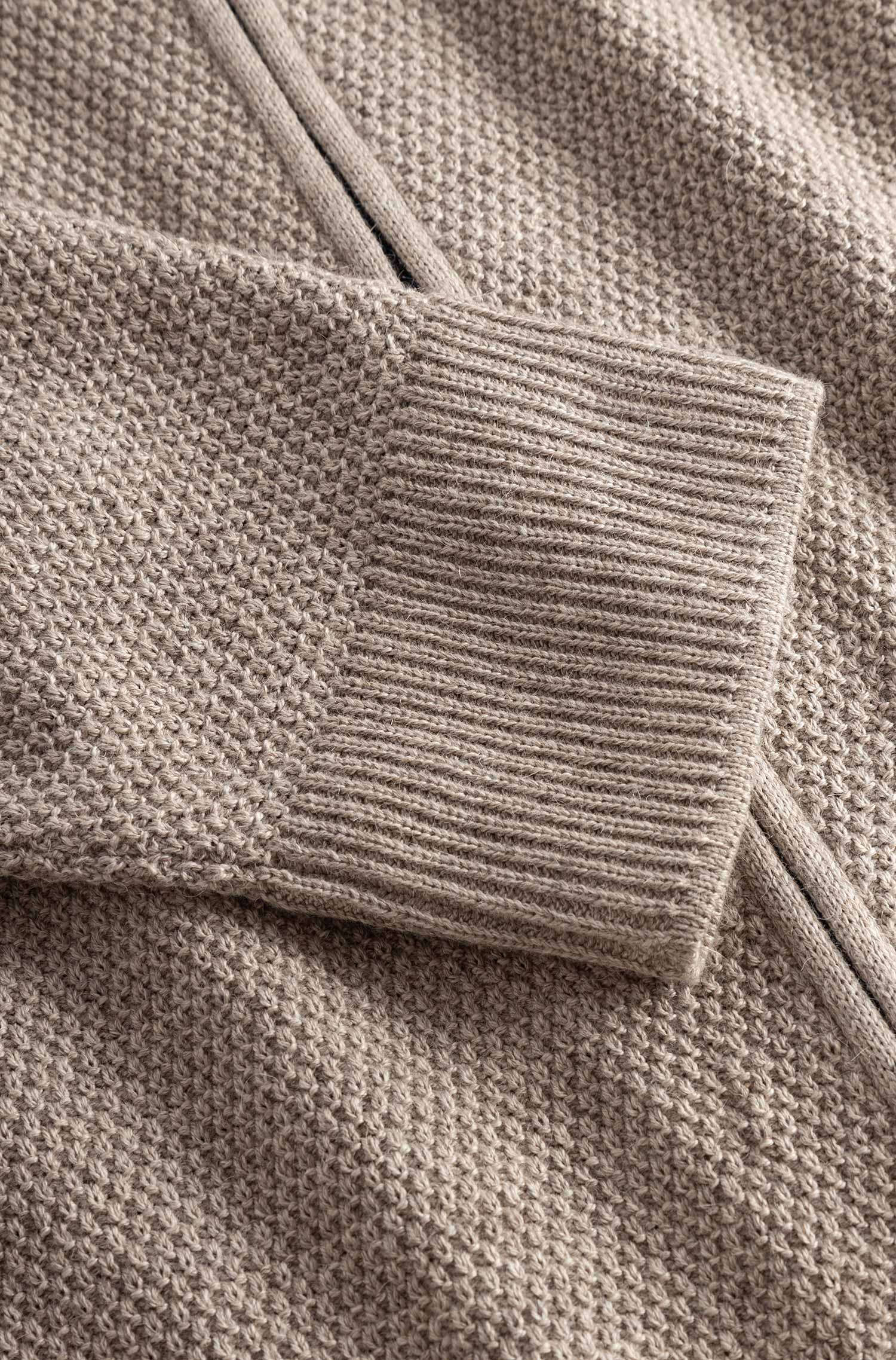 Strickjacke ALAYO mit Zipper aus Baby-Alpaka-Baumwoll-Mix-beige