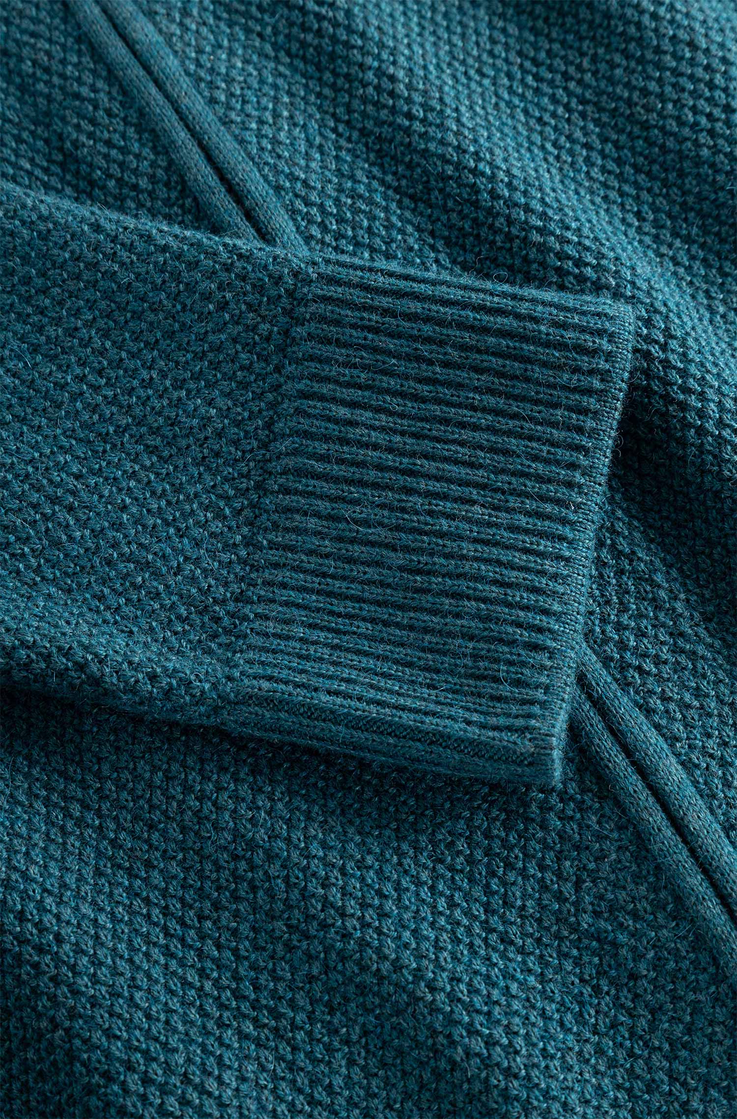 Strickjacke ALAYO mit Zipper aus Baby-Alpaka-Baumwoll-Mix-laguna