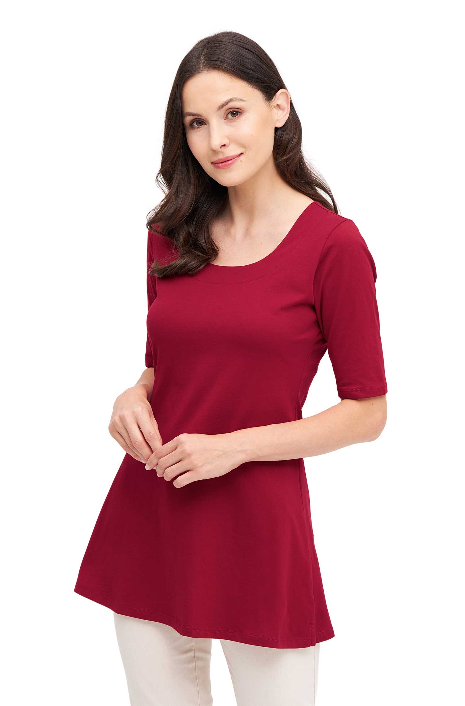 SELINA Tunika-Shirt aus 100% Bio-Pima-Baumwolle-chili peffer