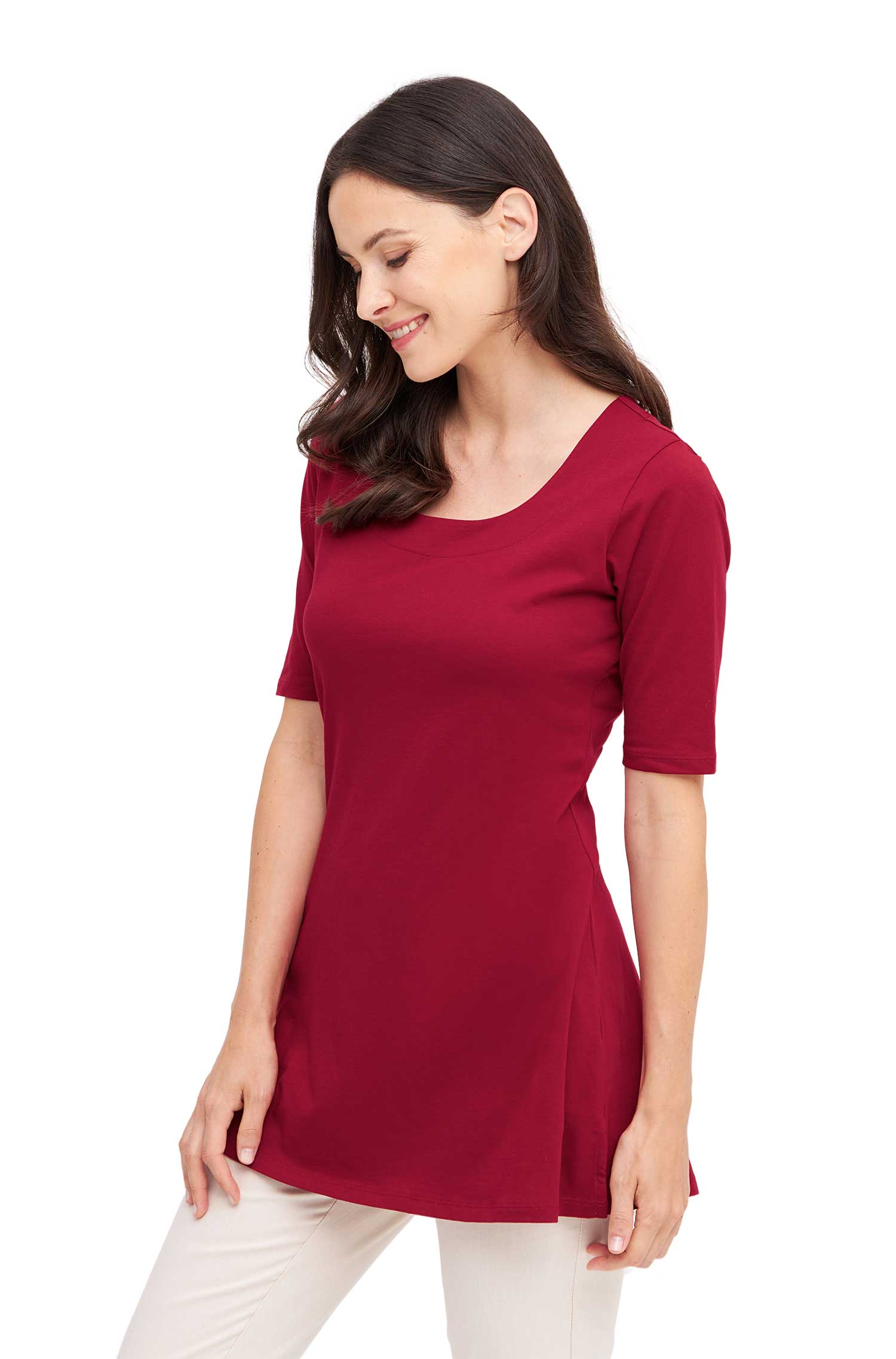 SELINA Tunika-Shirt aus 100% Bio-Pima-Baumwolle-chili peffer