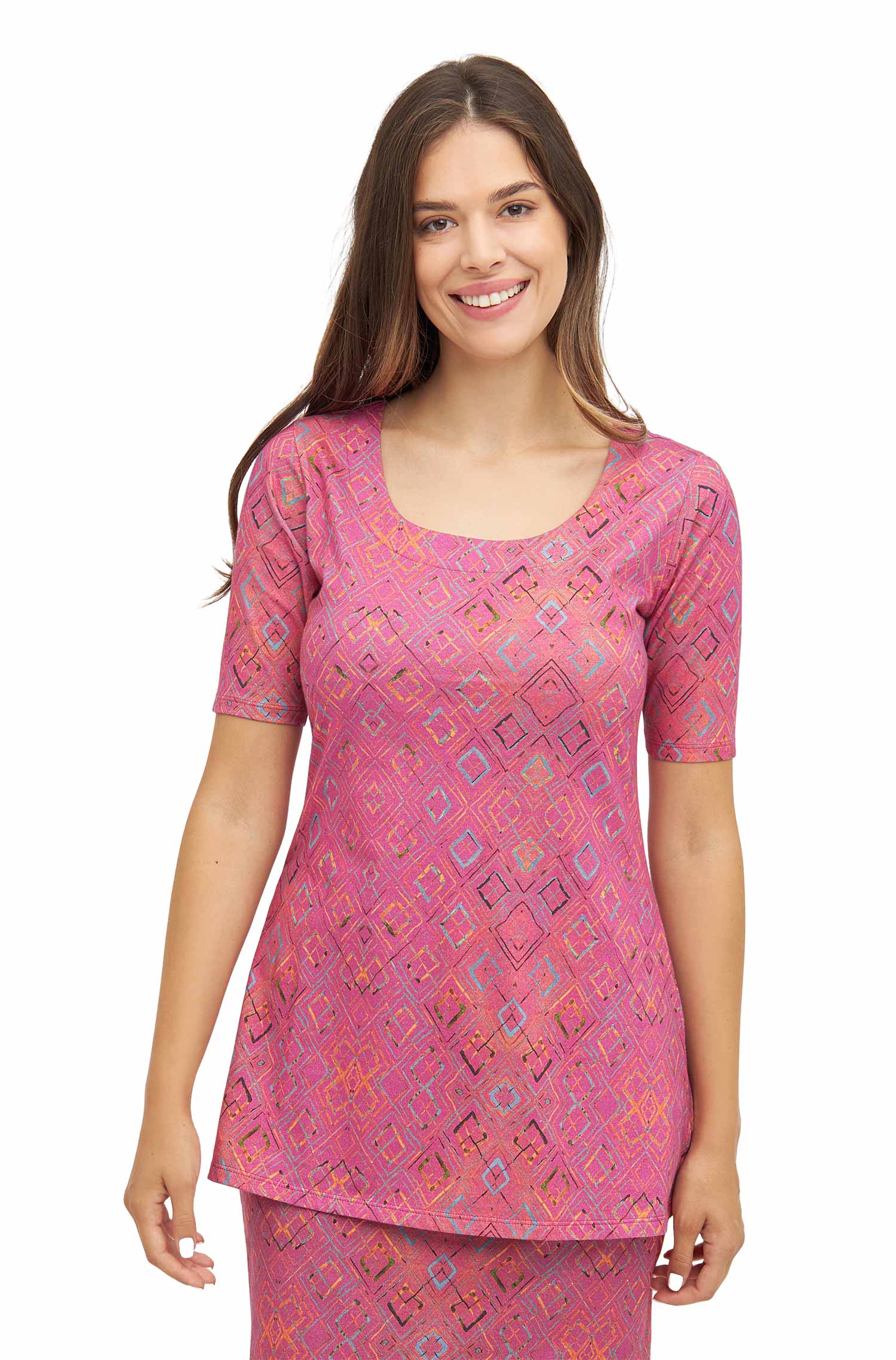 SELINA Tunika-Shirt aus 100% Bio-Pima-Baumwolle-rubine
