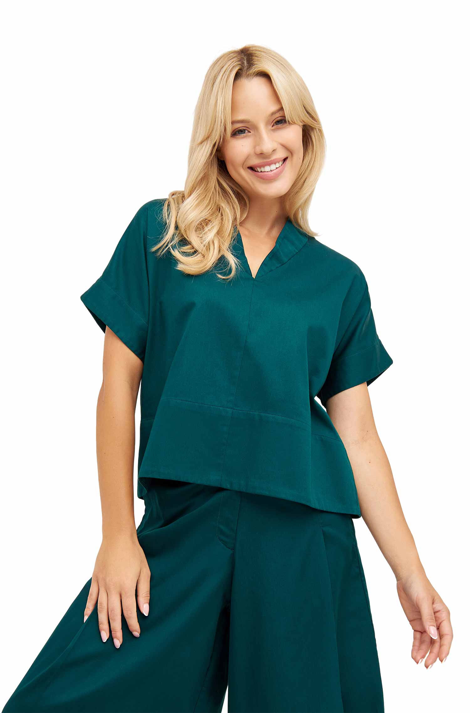 Bluse MARA aus 100% Pima-Bio-Baumwolle-deep-green