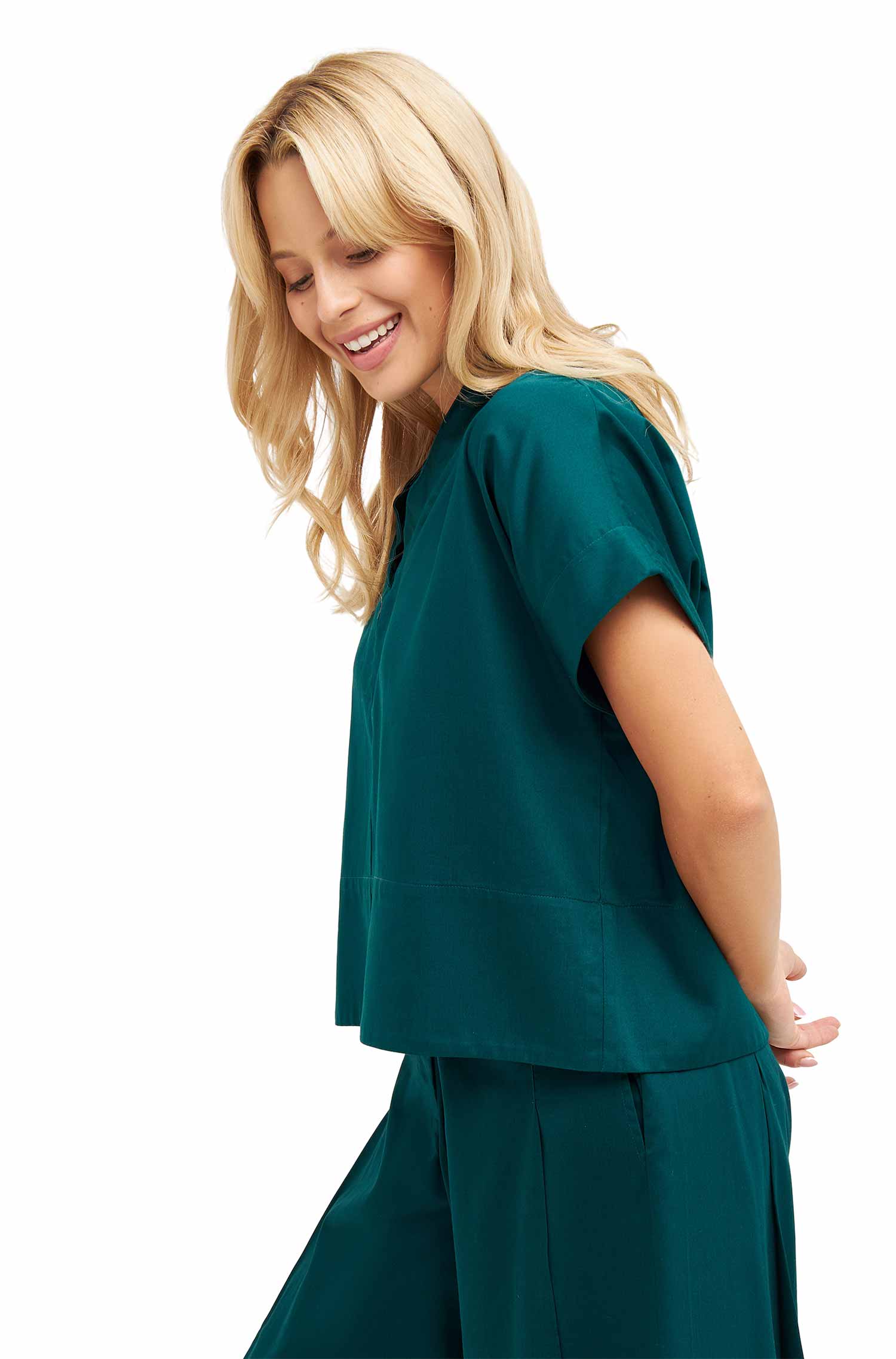 Bluse MARA aus 100% Pima-Bio-Baumwolle-deep-green