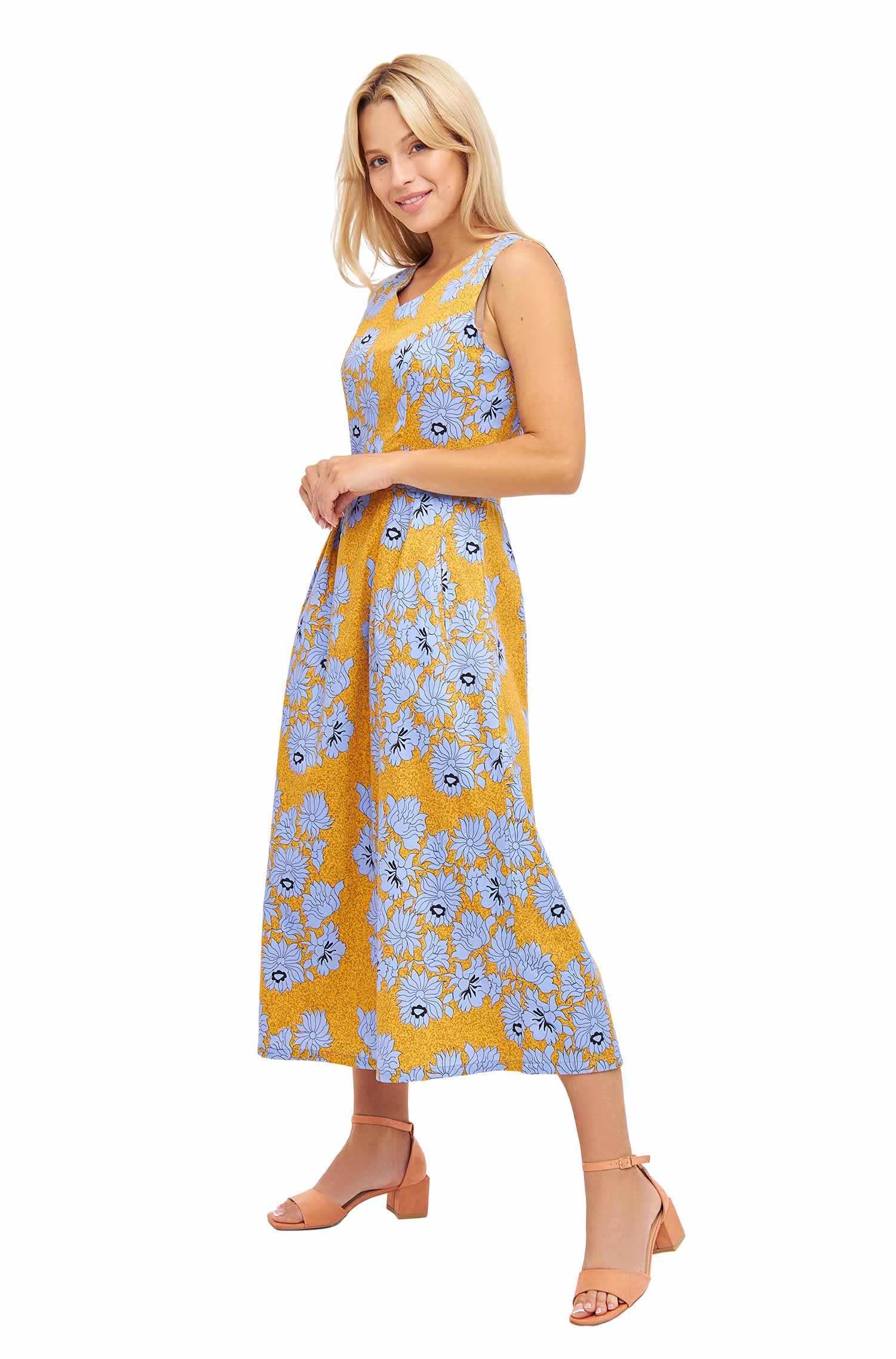 Kleid ARABELLA aus 100% Bio-Pima-Baumwolle-ocean flower