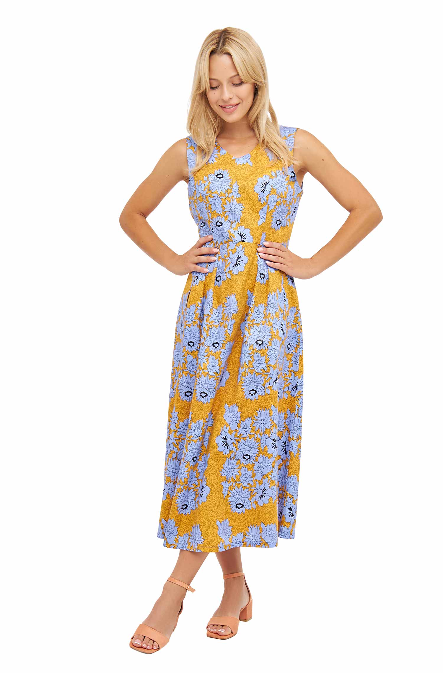 Kleid ARABELLA aus 100% Bio-Pima-Baumwolle-ocean flower