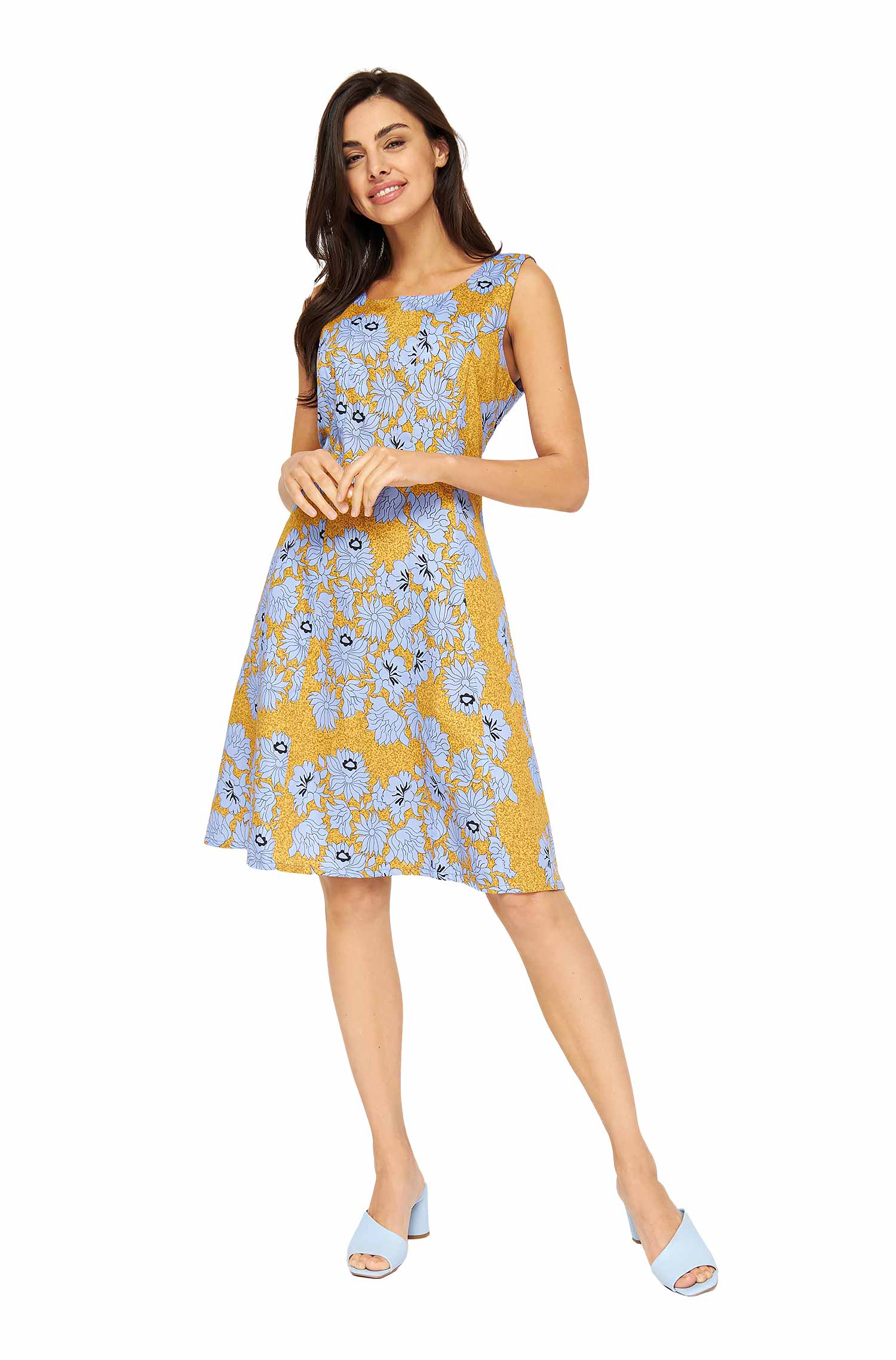 Sommerkleid MATILDE aus 100% Pima-Bio-Baumwolle-ocean flower